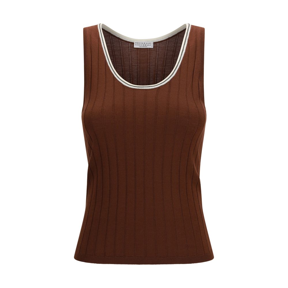Brunello Cucinelli Bordeaux Wool Oves Aries Sleeveles T-Shirt | Regal Royce