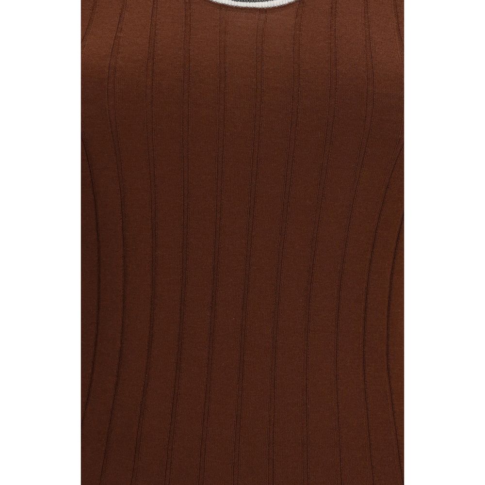 Brunello Cucinelli Bordeaux Wool Oves Aries Sleeveles T-Shirt | Regal Royce