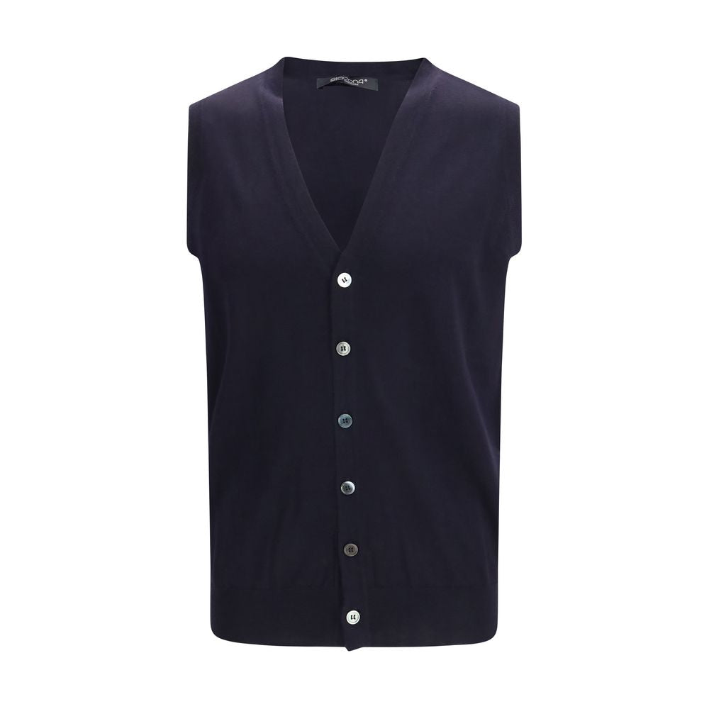 Aragona Cashmere Blue Wool Oves Aries Sleeveles Sweater | Regal Royce