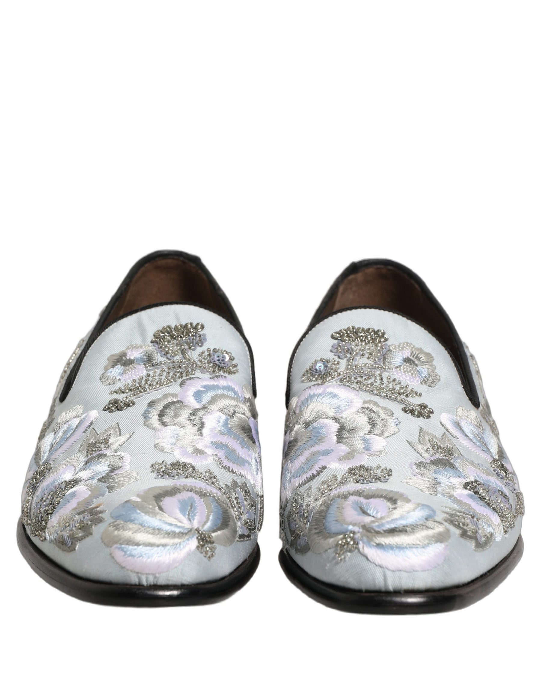 Dolce & Gabbana White Floral Embellished Men Loafers Shoes | Regal Royce