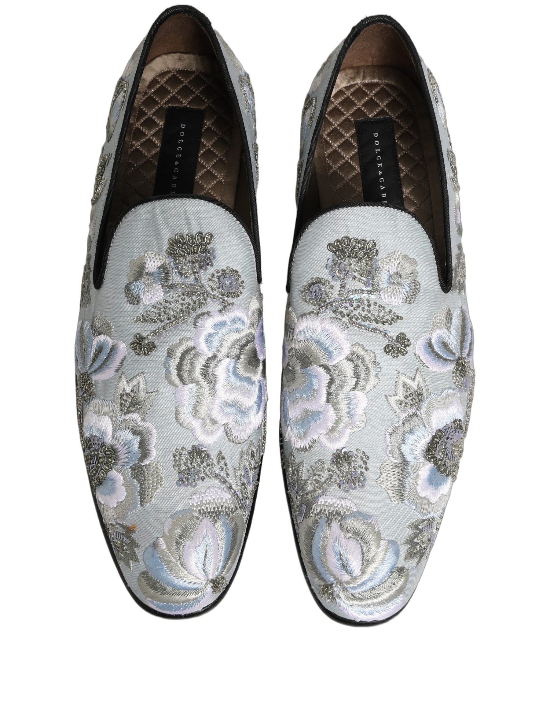 Dolce & Gabbana White Floral Embellished Men Loafers Shoes | Regal Royce