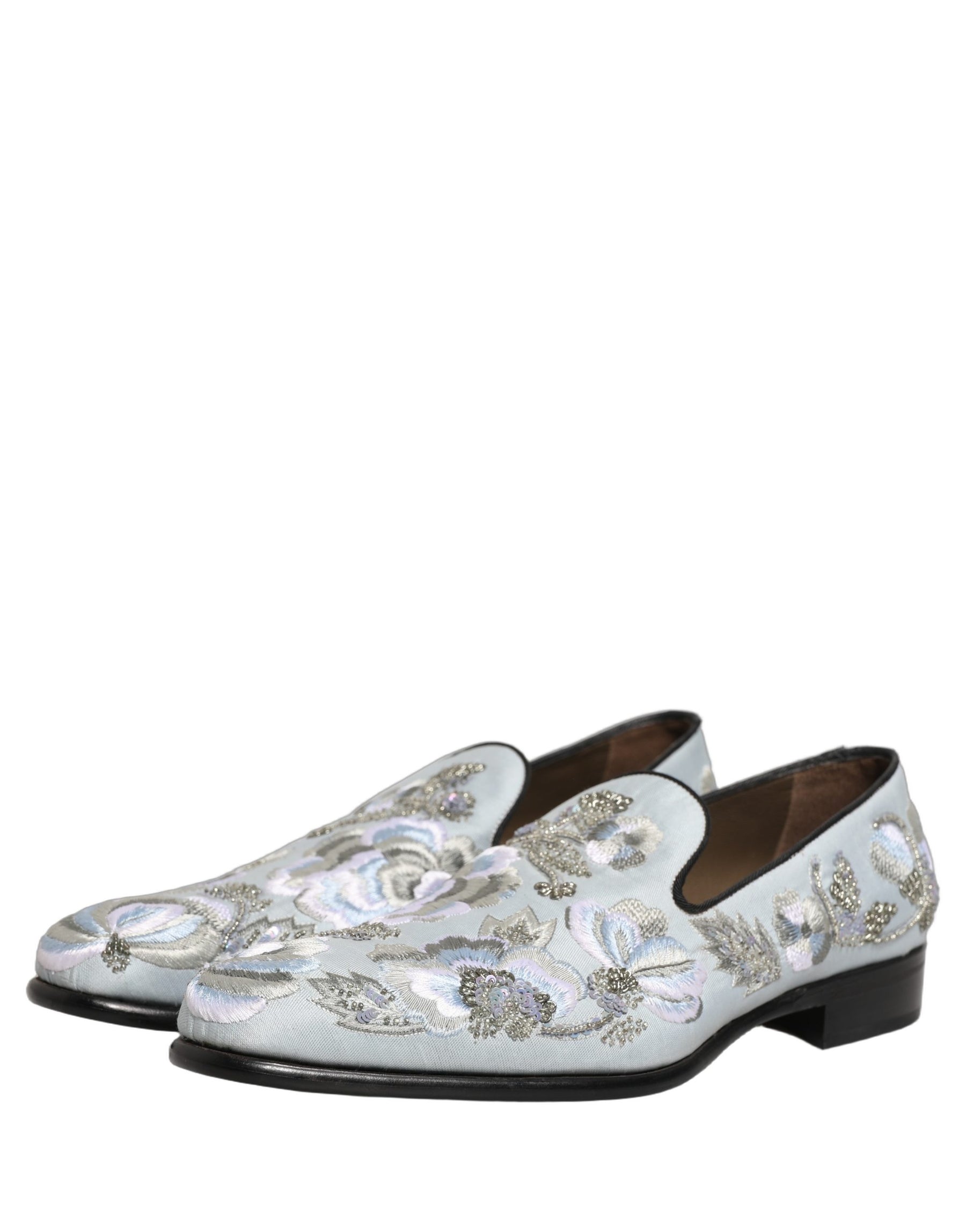 Dolce & Gabbana White Floral Embellished Men Loafers Shoes | Regal Royce