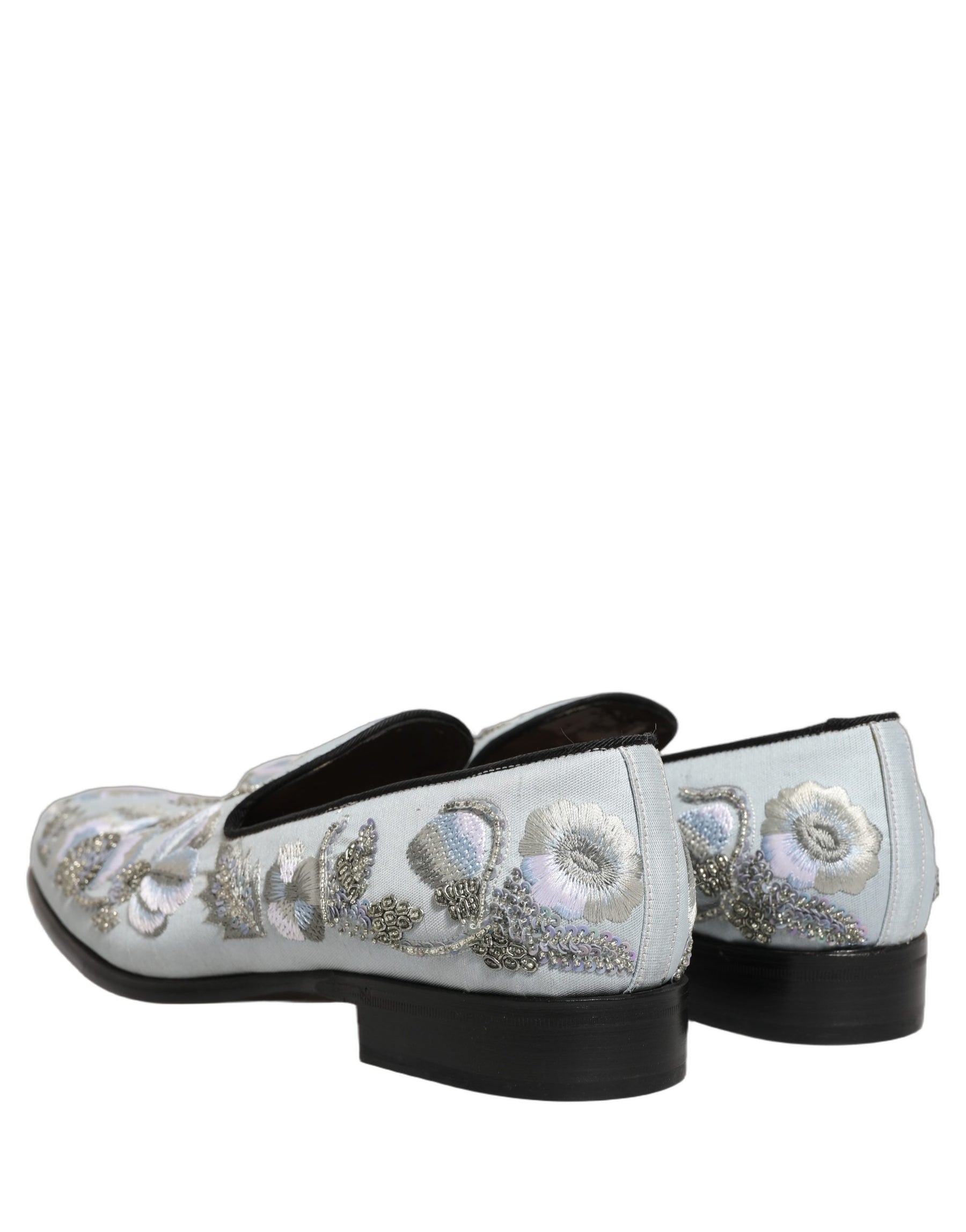 Dolce & Gabbana White Floral Embellished Men Loafers Shoes | Regal Royce