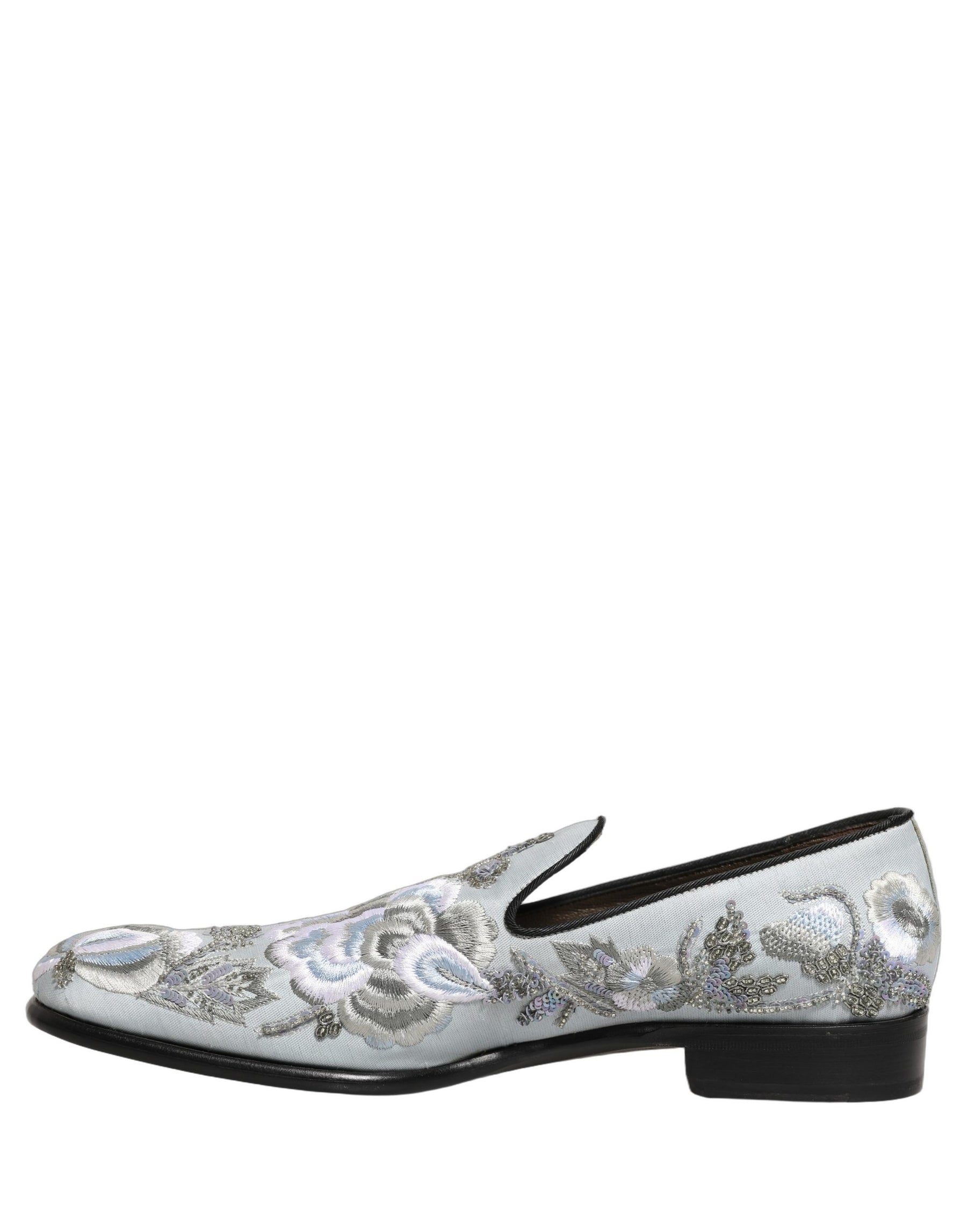 Dolce & Gabbana White Floral Embellished Men Loafers Shoes | Regal Royce