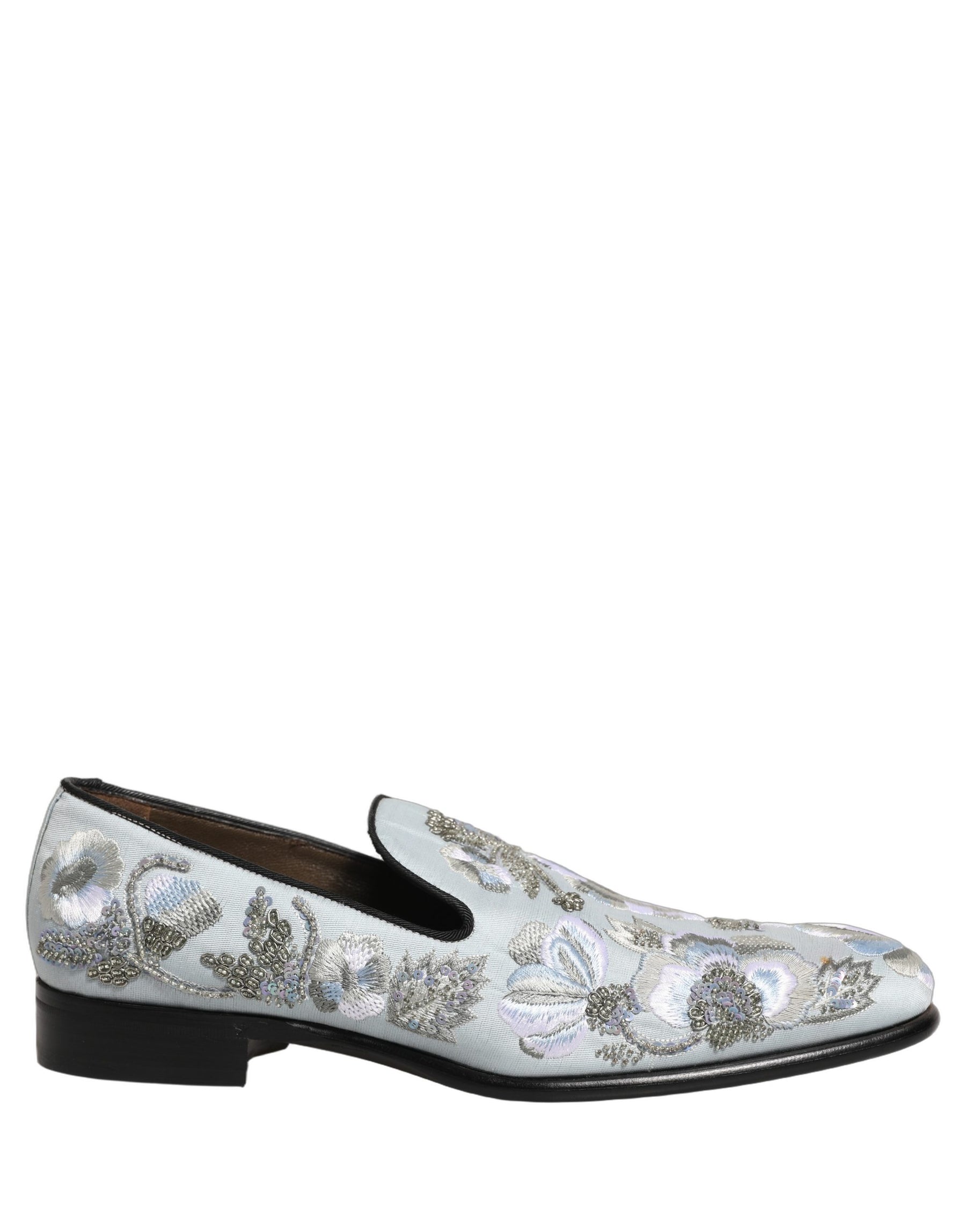 Dolce & Gabbana White Floral Embellished Men Loafers Shoes | Regal Royce