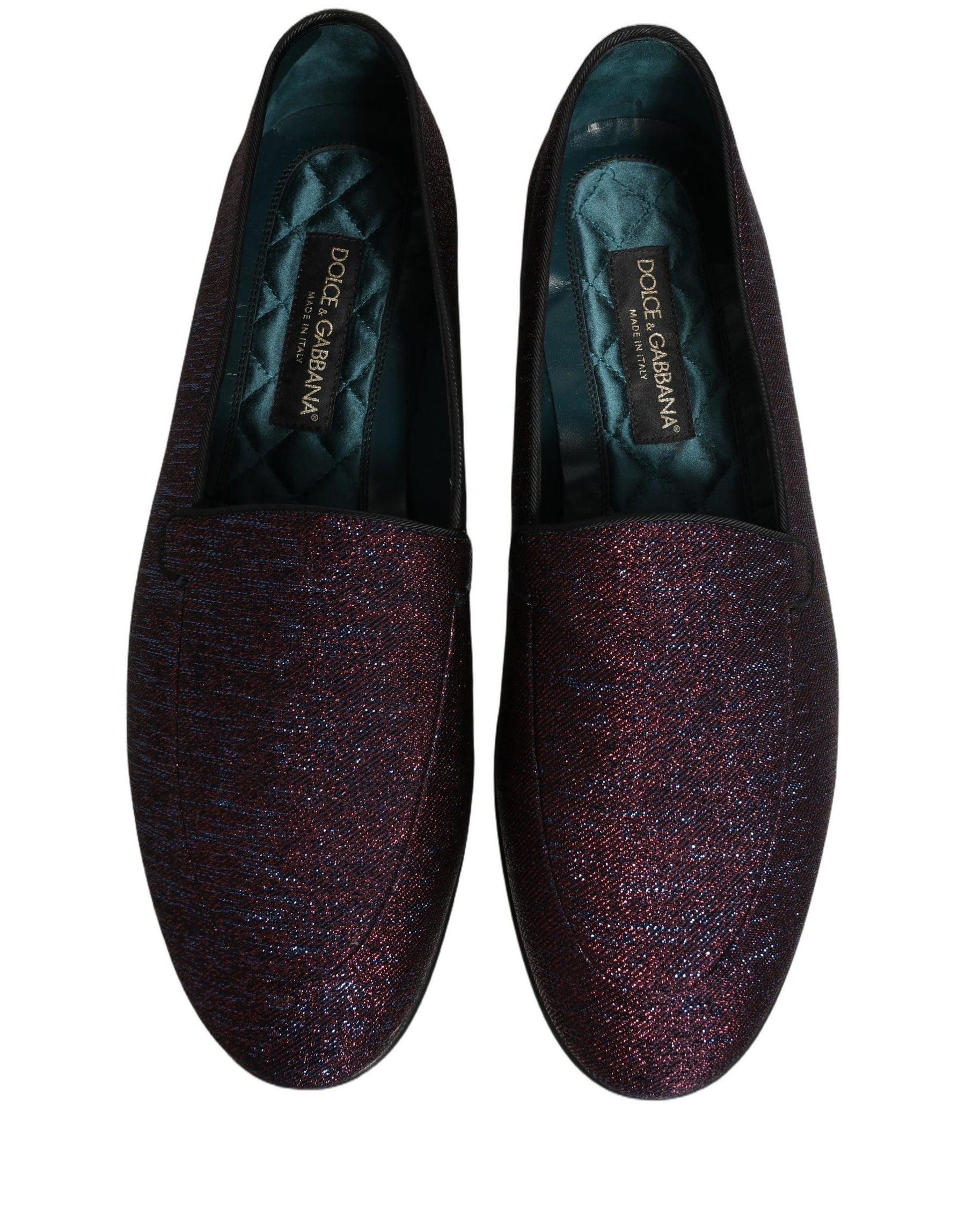 Dolce & Gabbana Maroon Glitter Lurex Logo Dress Loafers Shoes | Regal Royce