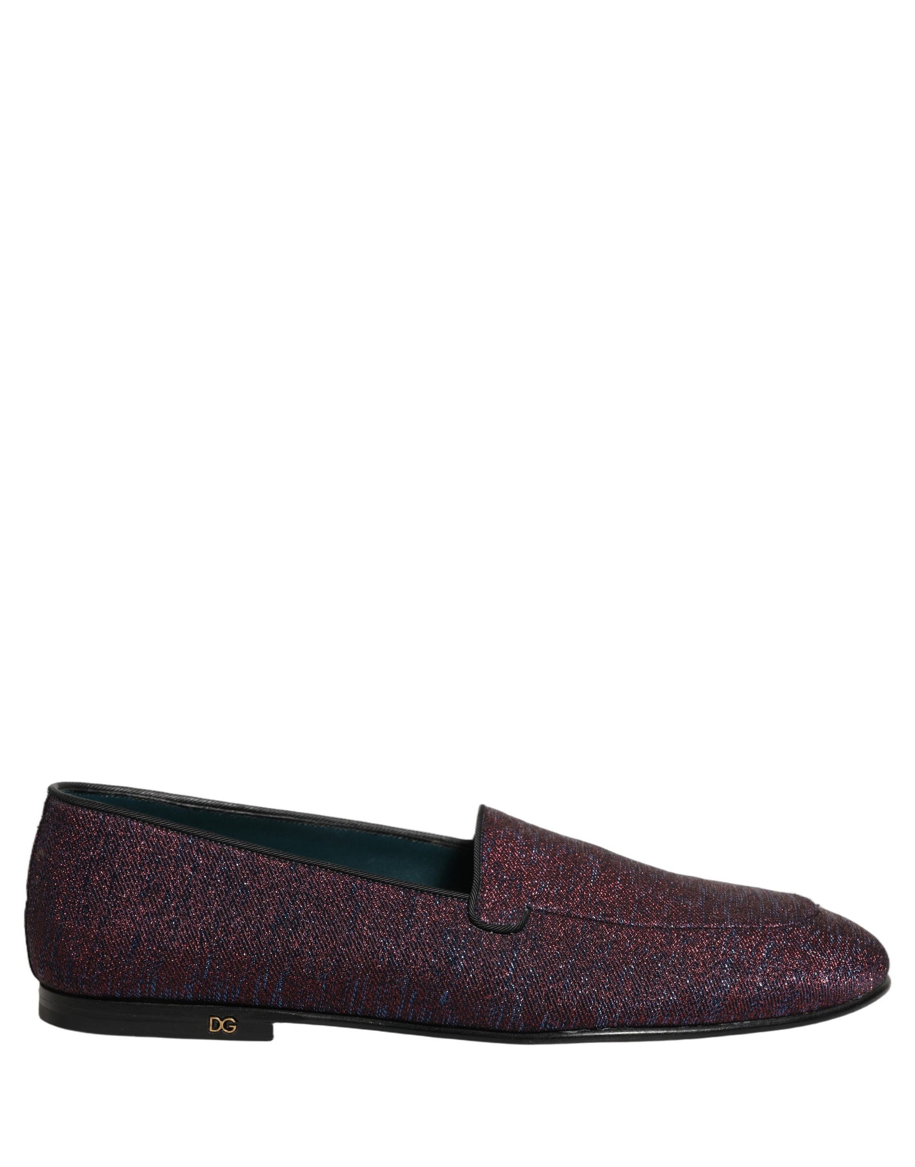 Dolce & Gabbana Maroon Glitter Lurex Logo Dress Loafers Shoes | Regal Royce