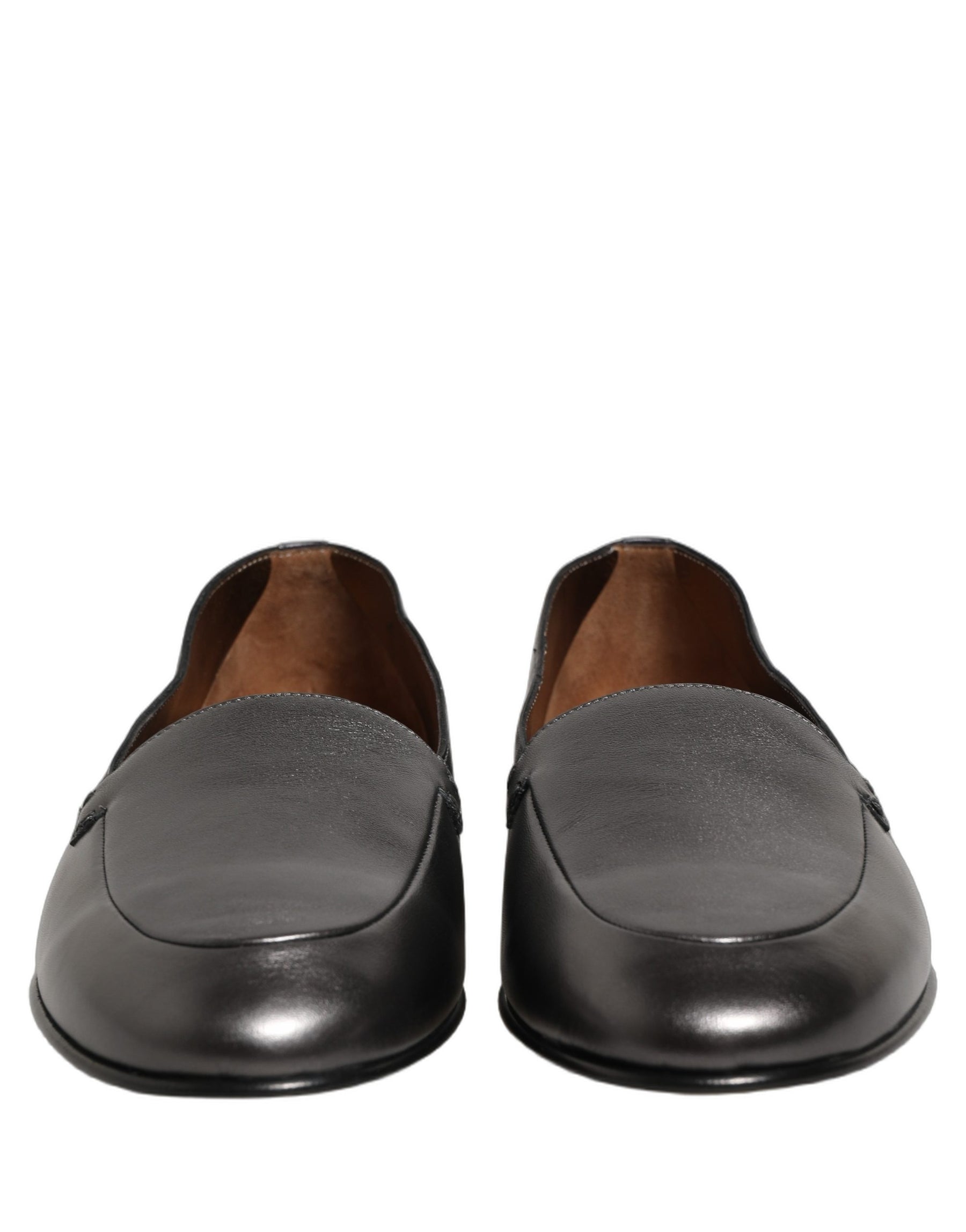 Dolce & Gabbana Silver Leather DG Logo Slip On Loafers Shoes | Regal Royce