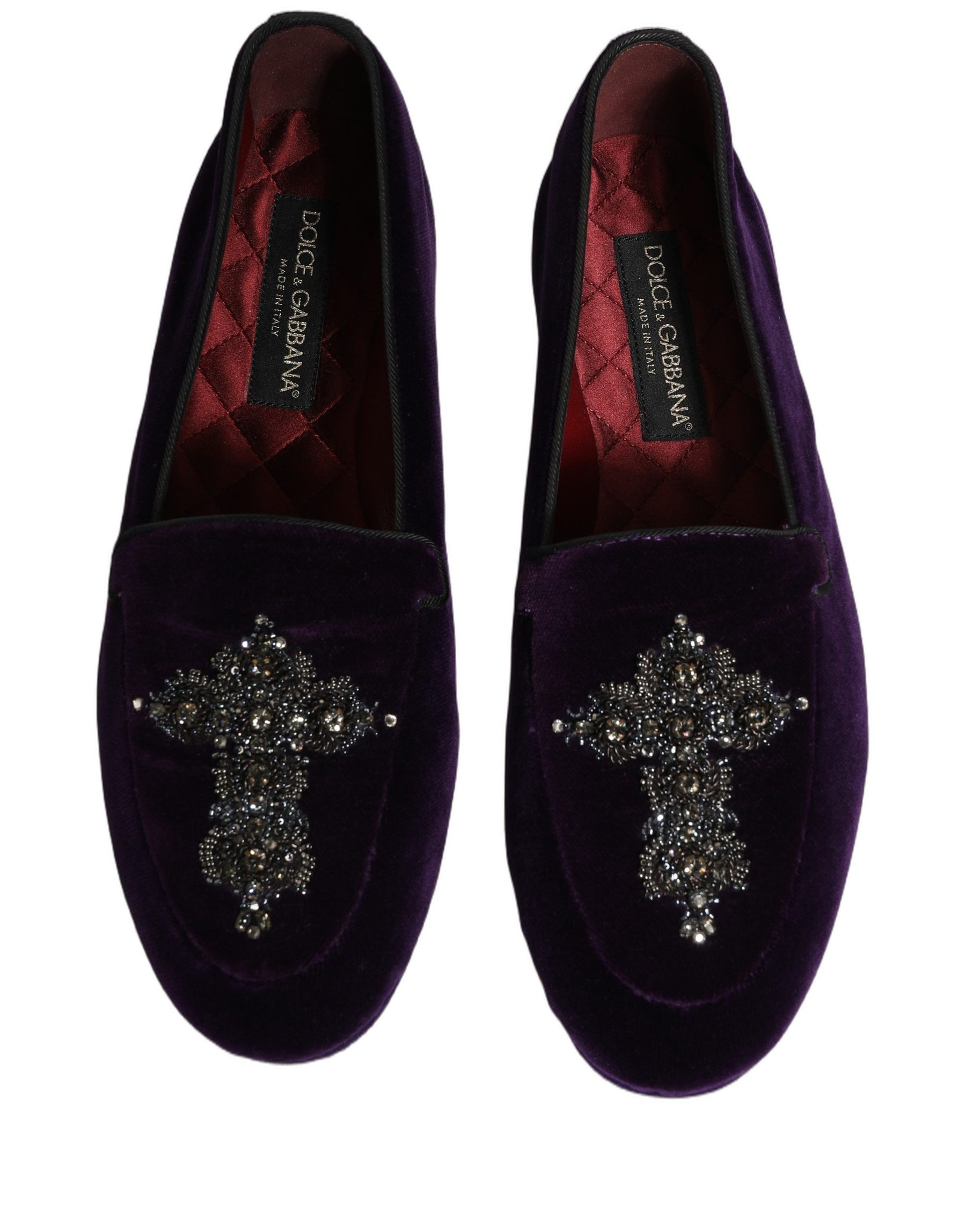 Dolce & Gabbana Violet Suede Embellished Dress Loafers Shoes | Regal Royce