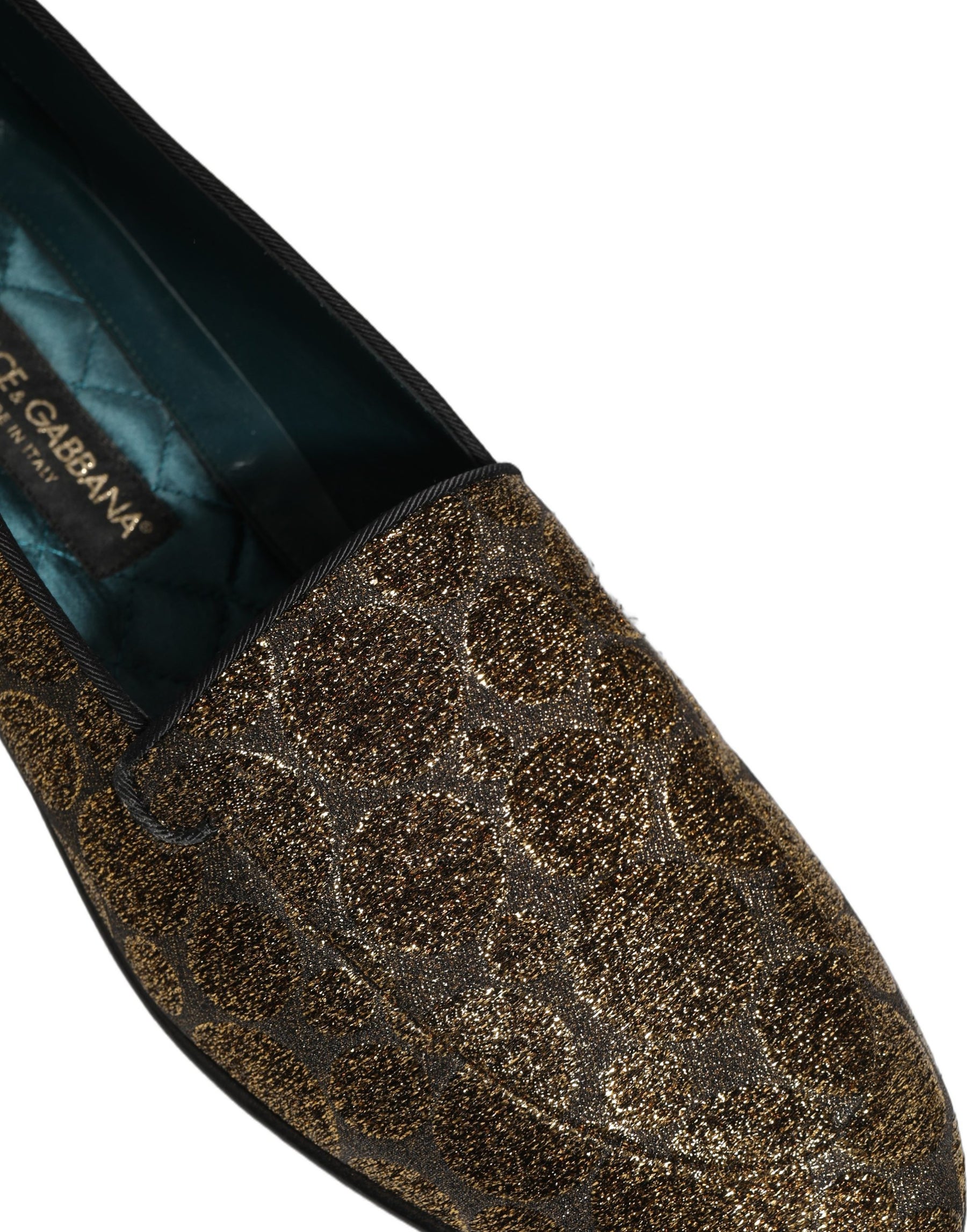 Dolce & Gabbana Gold Lurex Glitter Men Slip On Loafers Shoes | Regal Royce