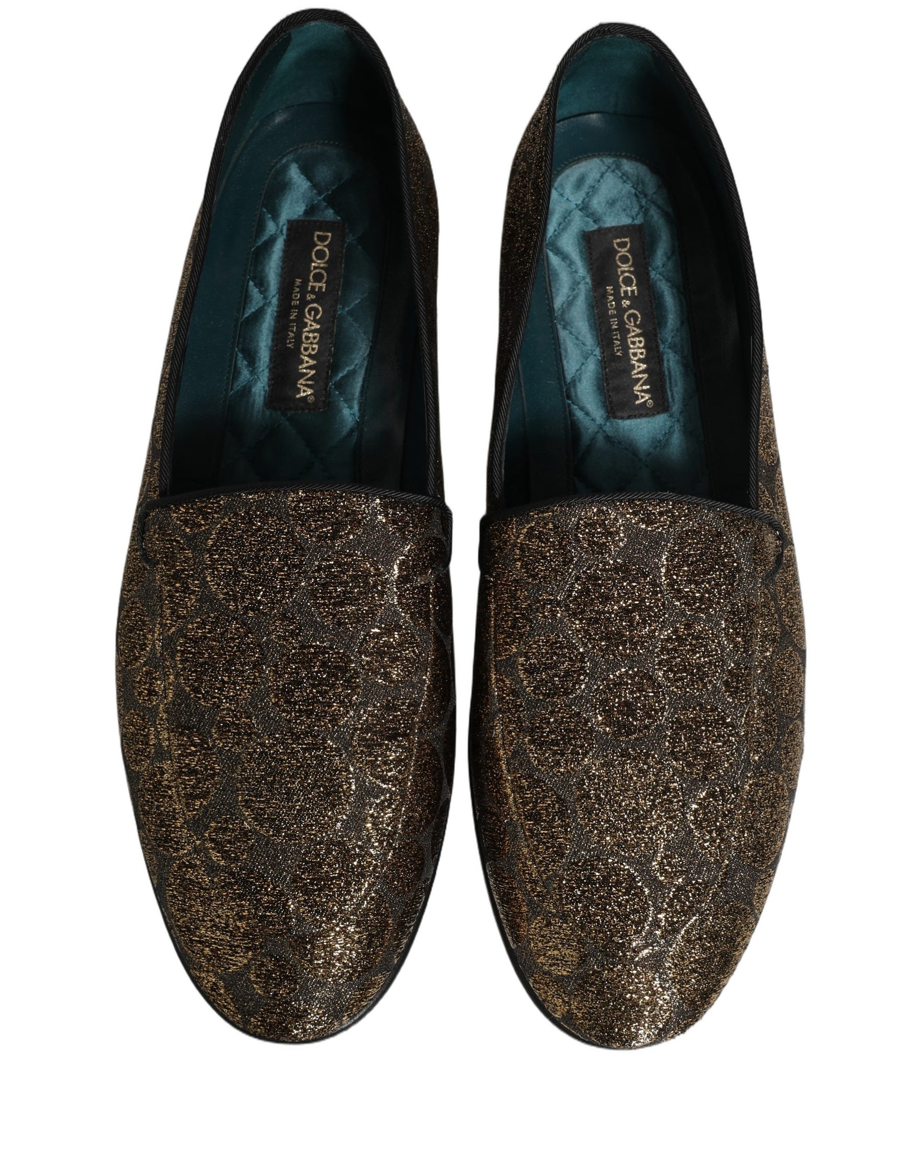Dolce & Gabbana Gold Lurex Glitter Men Slip On Loafers Shoes | Regal Royce