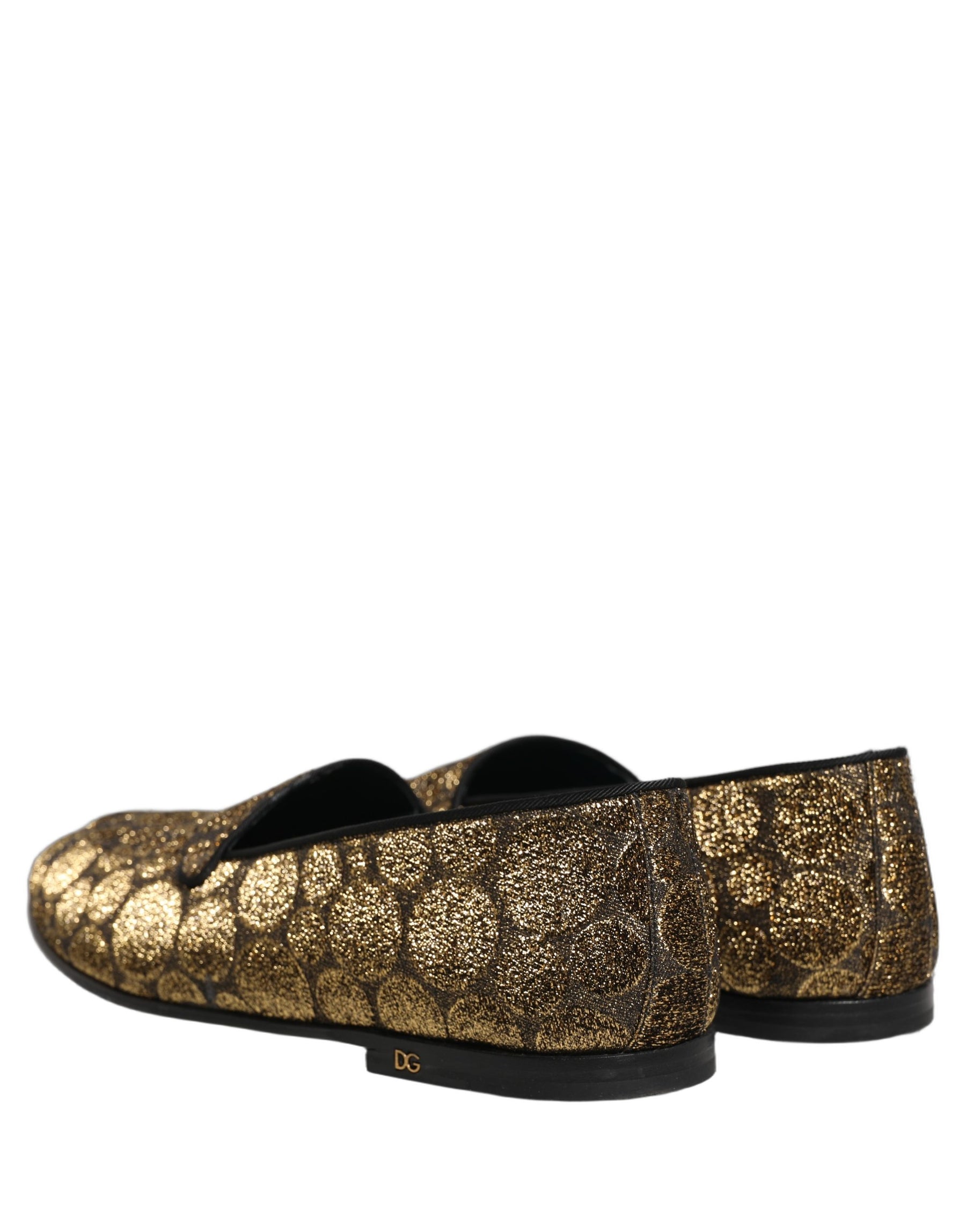 Dolce & Gabbana Gold Lurex Glitter Men Slip On Loafers Shoes | Regal Royce