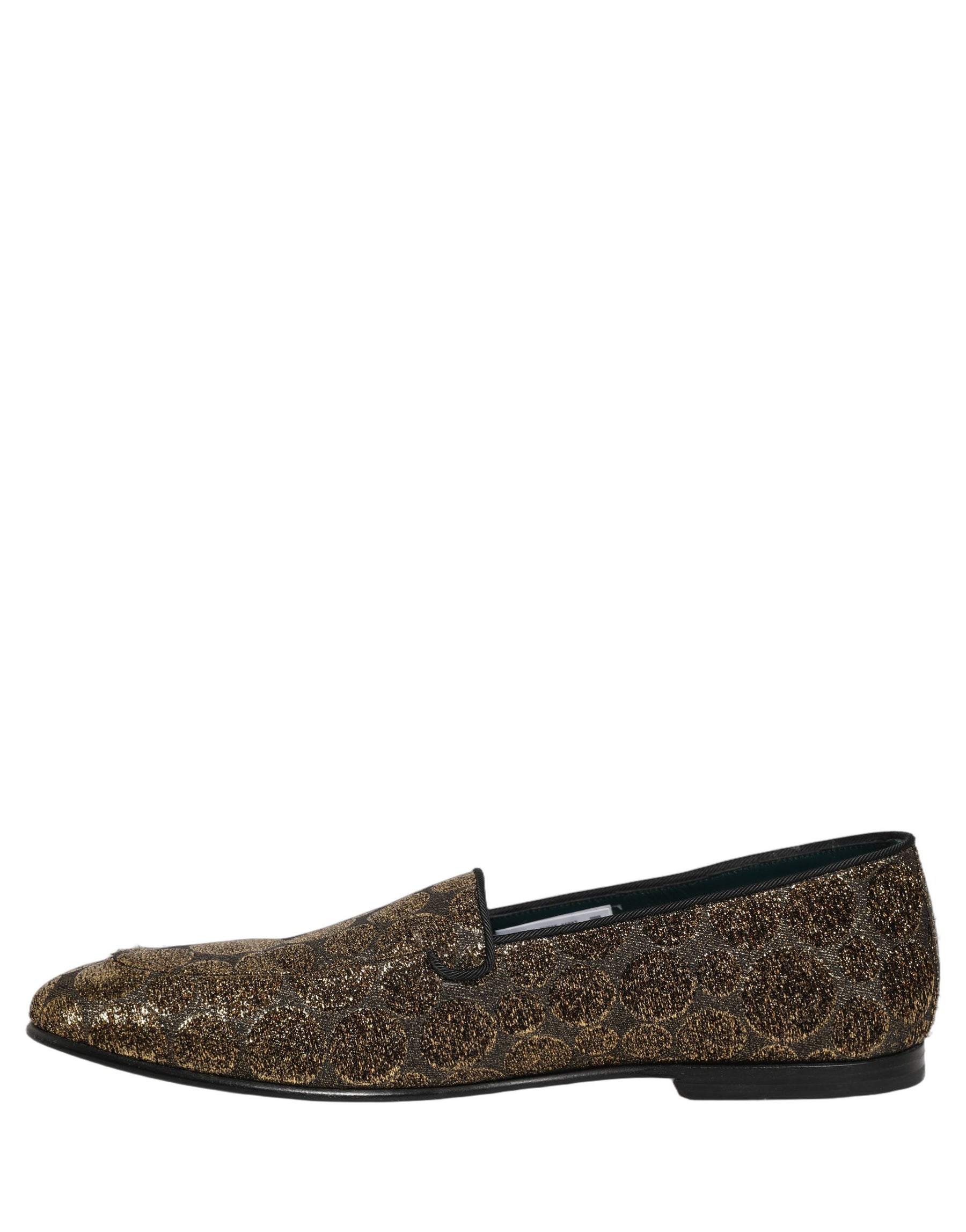 Dolce & Gabbana Gold Lurex Glitter Men Slip On Loafers Shoes | Regal Royce