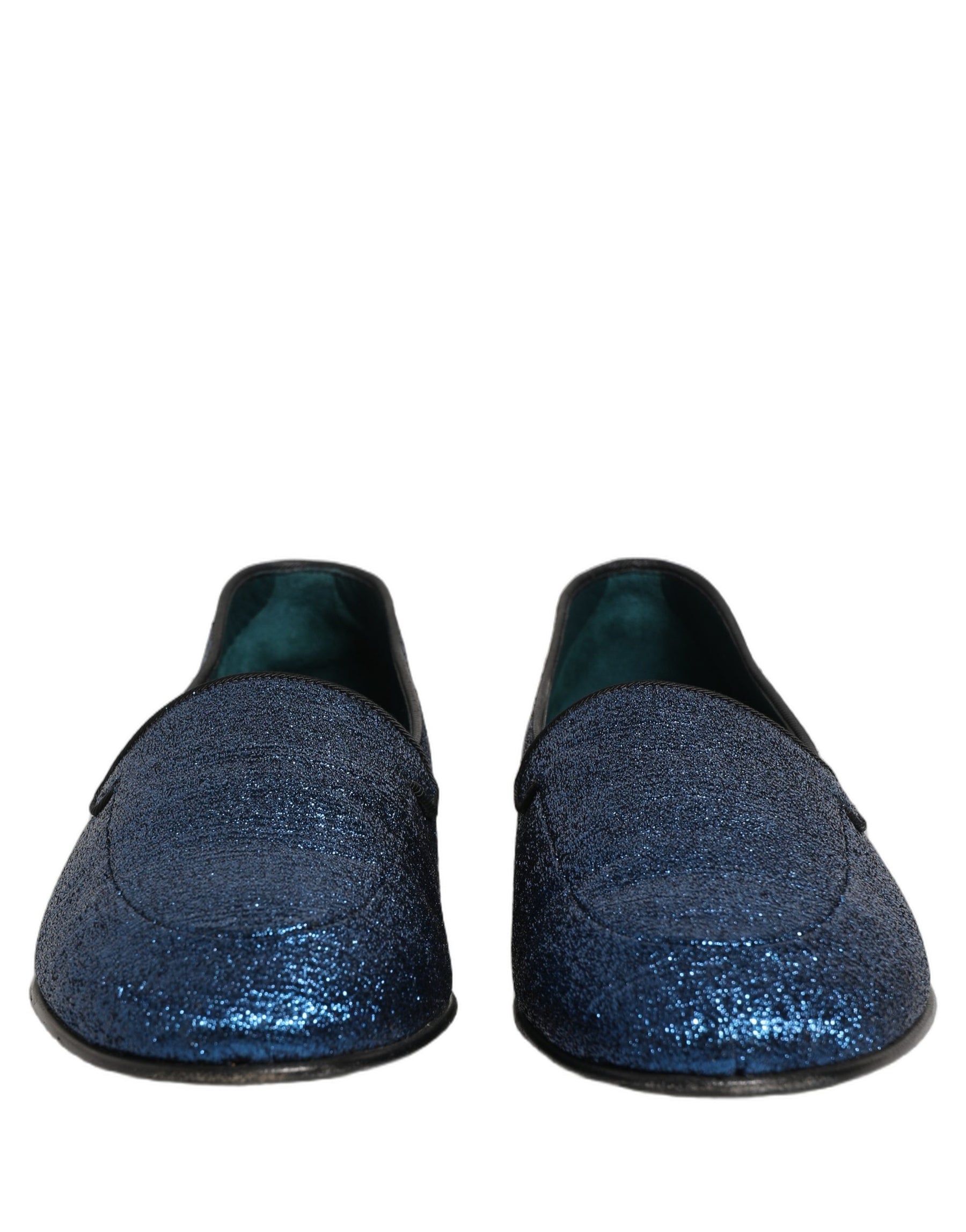 Dolce & Gabbana Blue Glitter Lurex DG Logo Dress Loafers Shoes | Regal Royce