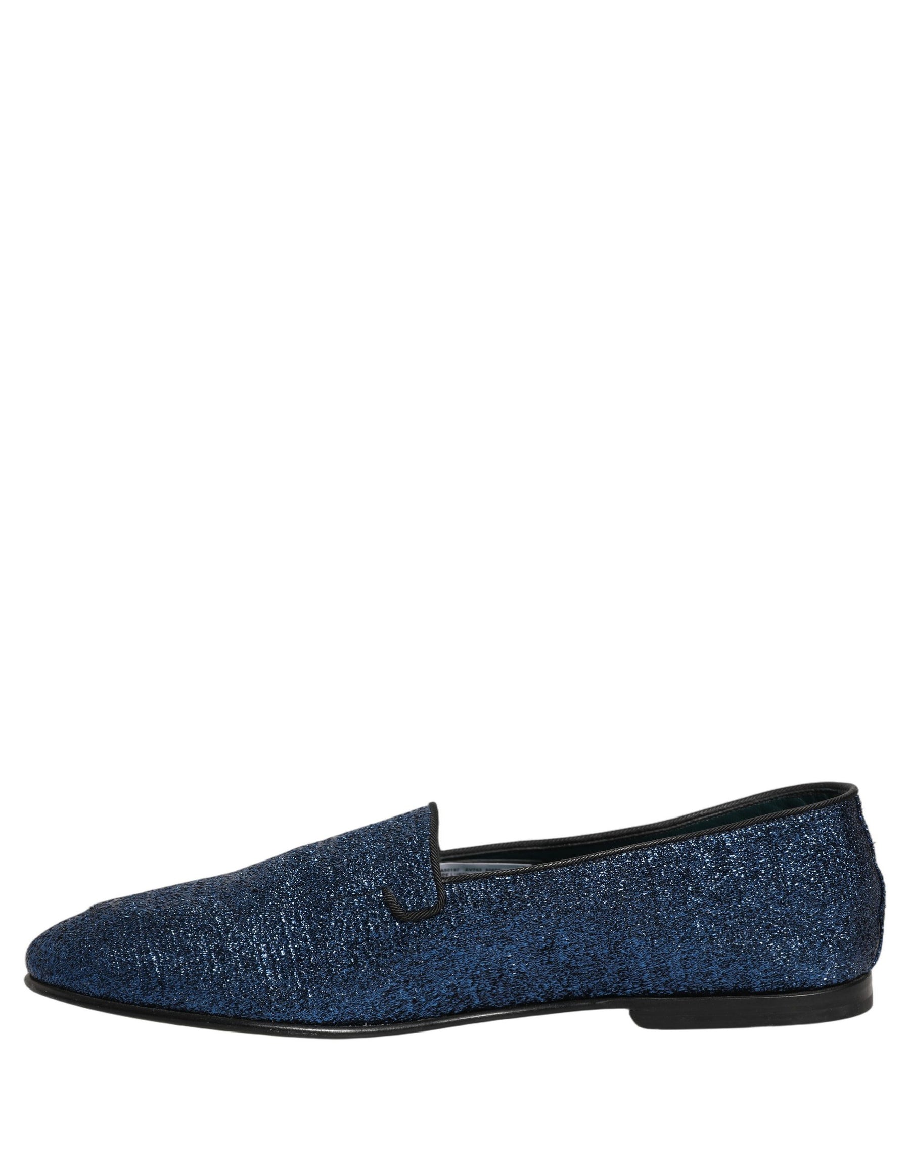 Dolce & Gabbana Blue Glitter Lurex DG Logo Dress Loafers Shoes | Regal Royce