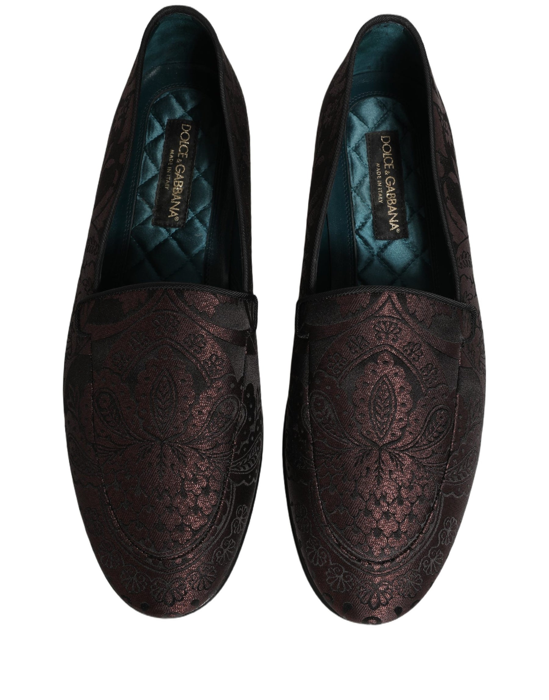 Dolce & Gabbana Maroon Jacquard Leather Slip On Loafers Shoes | Regal Royce