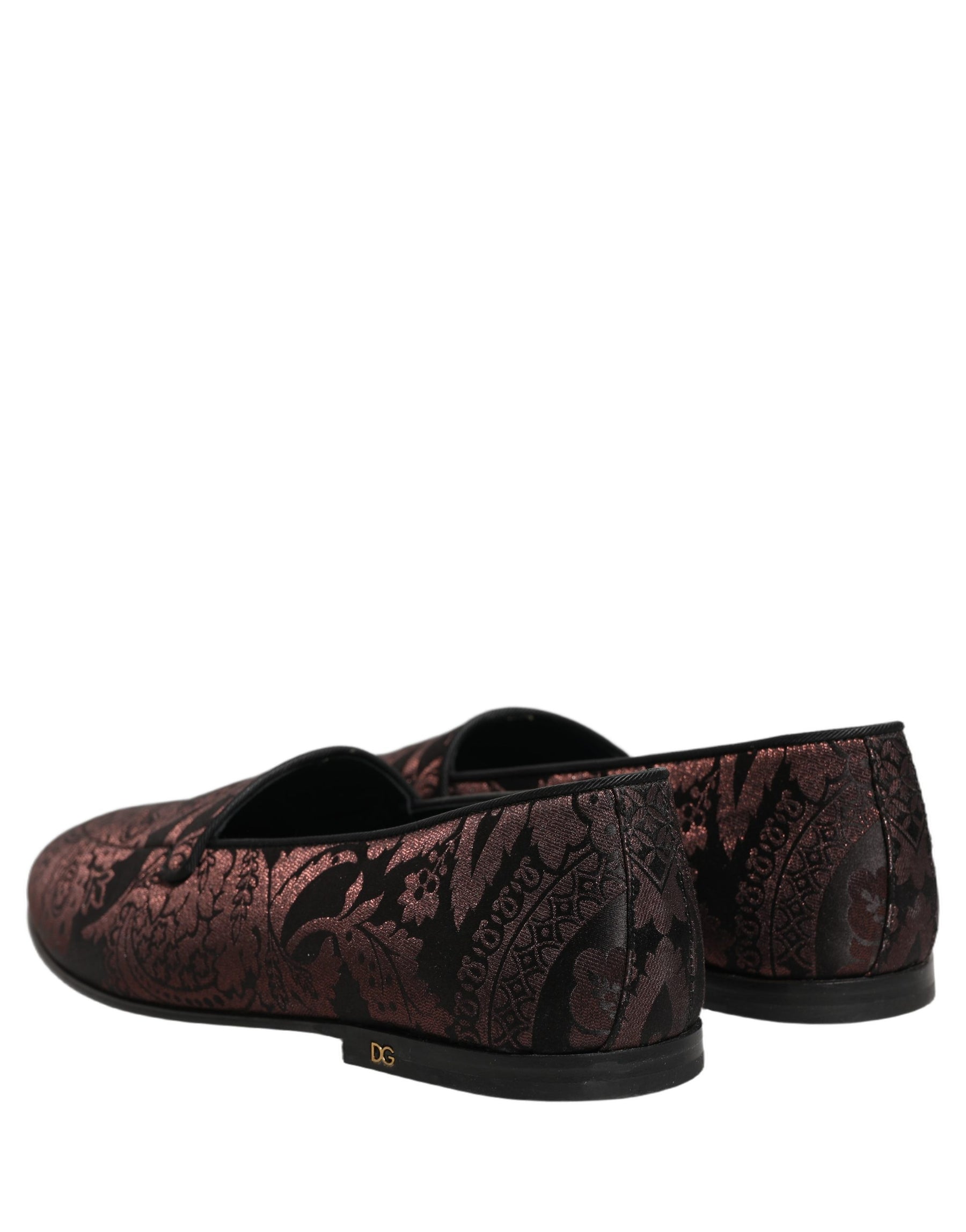 Dolce & Gabbana Maroon Jacquard Leather Slip On Loafers Shoes | Regal Royce