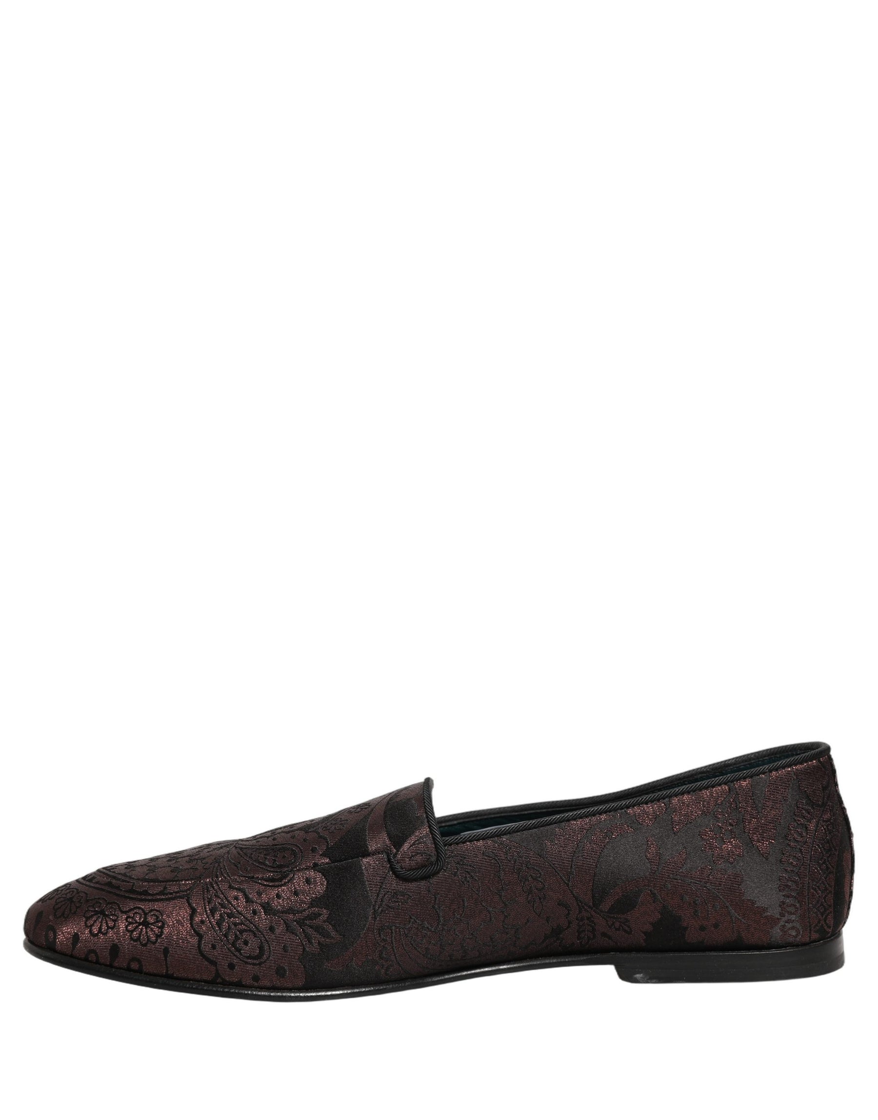 Dolce & Gabbana Maroon Jacquard Leather Slip On Loafers Shoes | Regal Royce