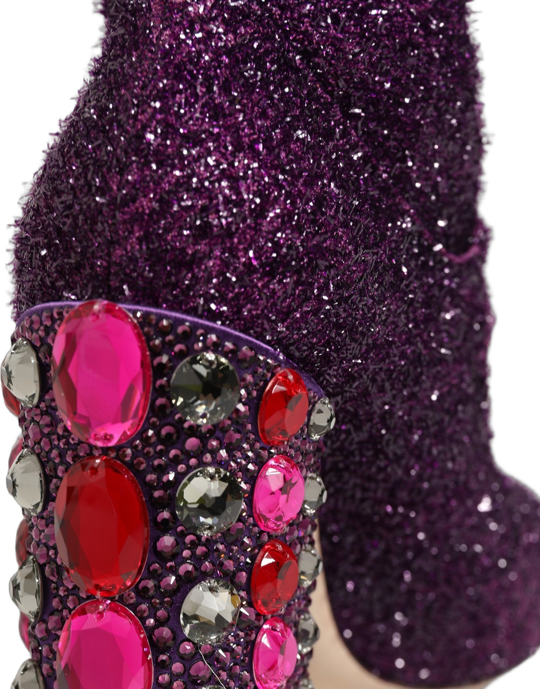 Dolce & Gabbana Purple Crystal Lurex Fantasy High Boots Shoes | Regal Royce