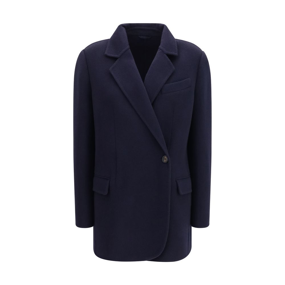 Brunello Cucinelli Blue Wool Oves Aries Full-Length Jacket | Regal Royce