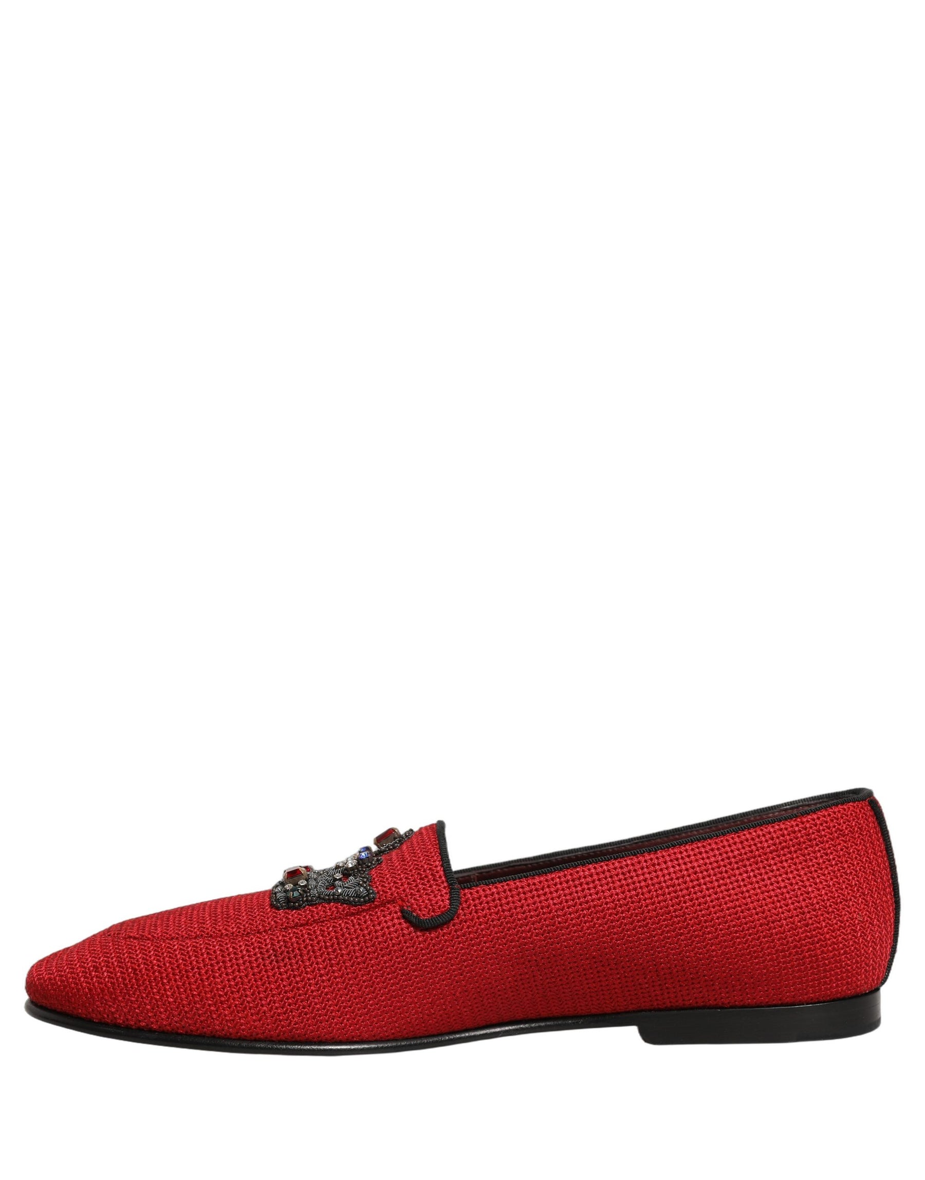 Dolce & Gabbana Red Crown Embellished Dress Loafers Shoes | Regal Royce