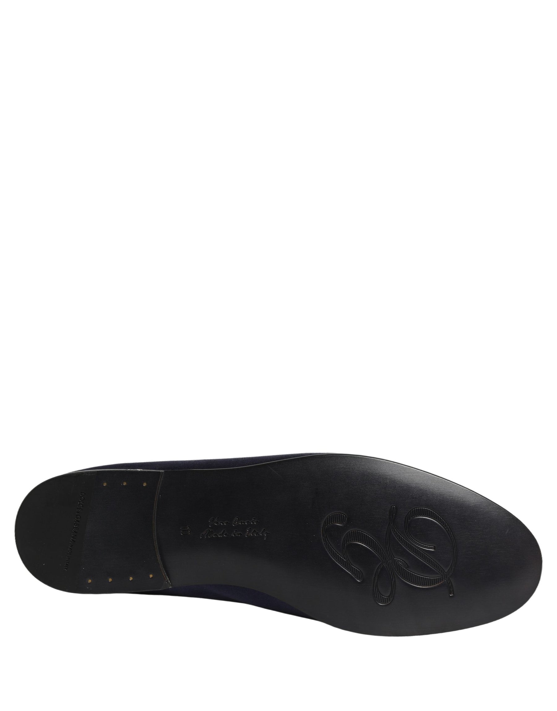 Dolce & Gabbana Navy Blue Satin DG Logo Dress Loafers Shoes | Regal Royce