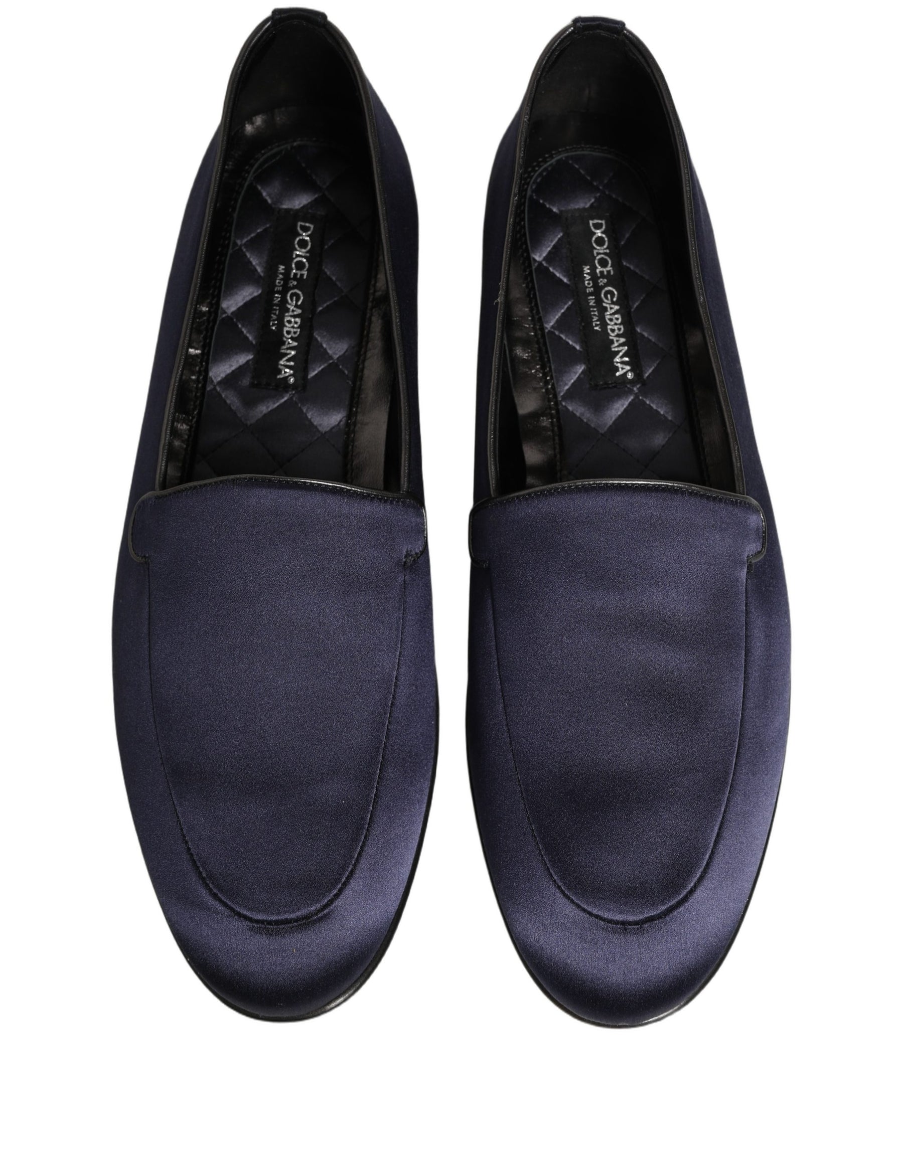 Dolce & Gabbana Navy Blue Satin DG Logo Dress Loafers Shoes | Regal Royce