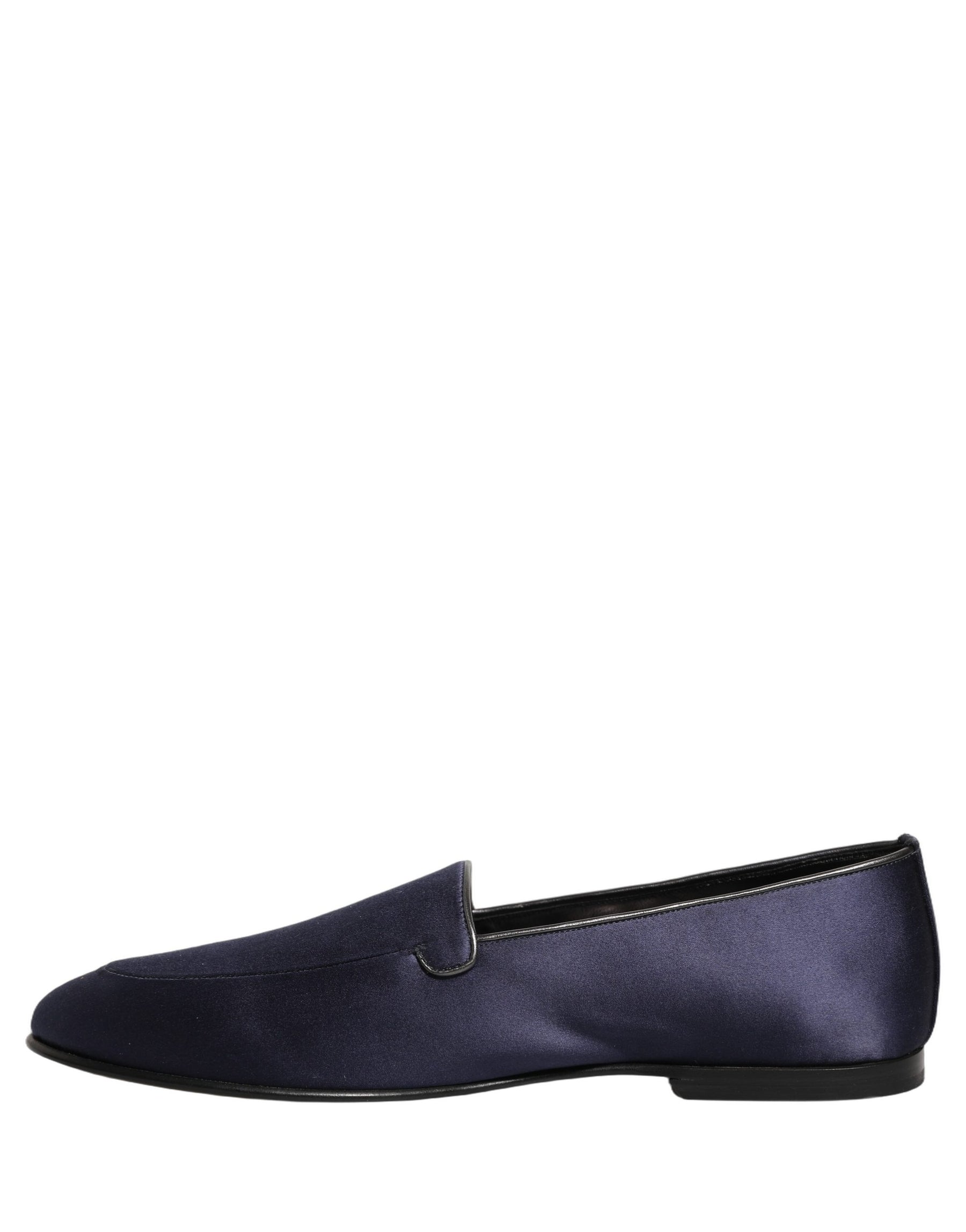 Dolce & Gabbana Navy Blue Satin DG Logo Dress Loafers Shoes | Regal Royce