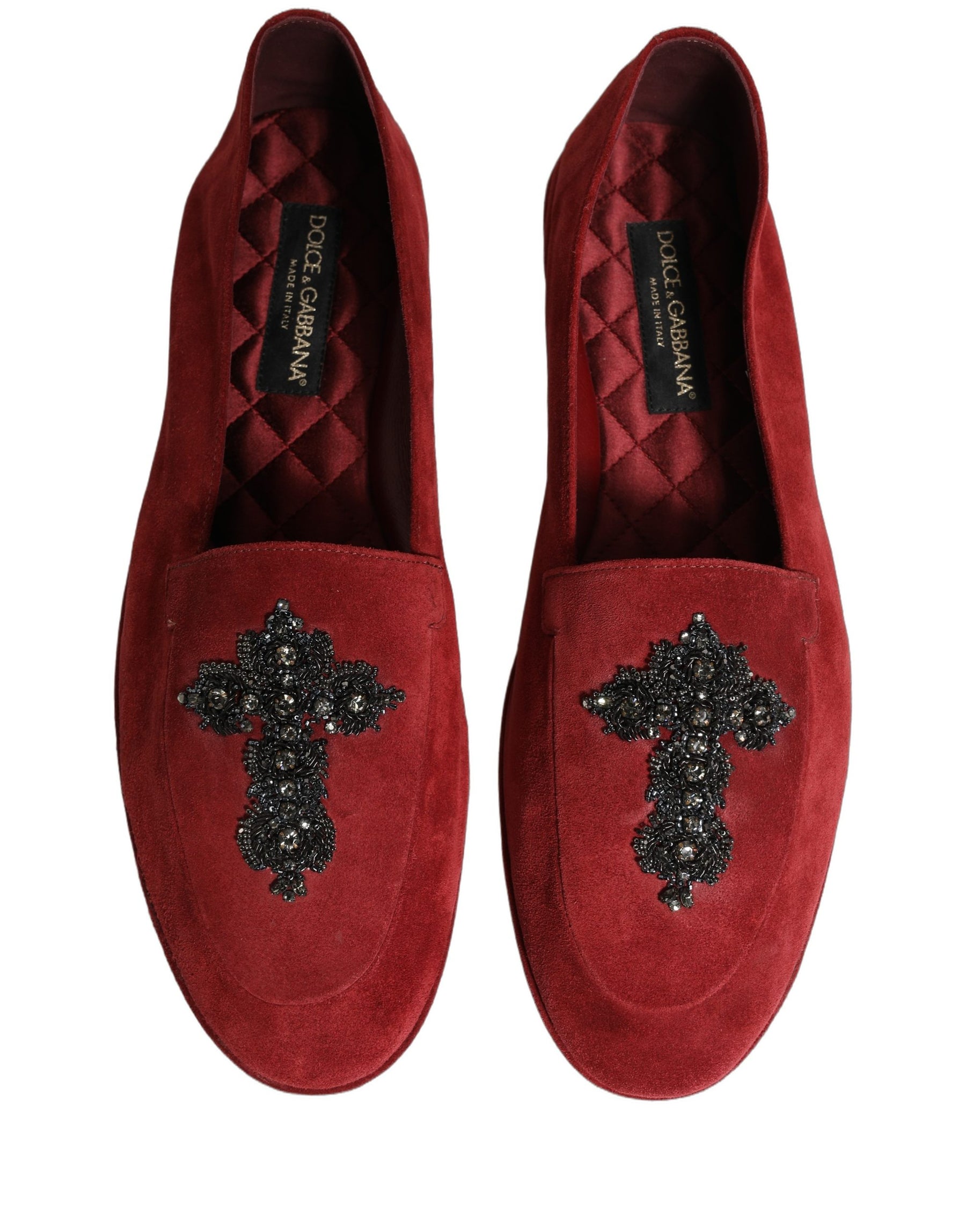 Dolce & Gabbana Red Suede Cross Slip On Dress Loafers Shoes | Regal Royce