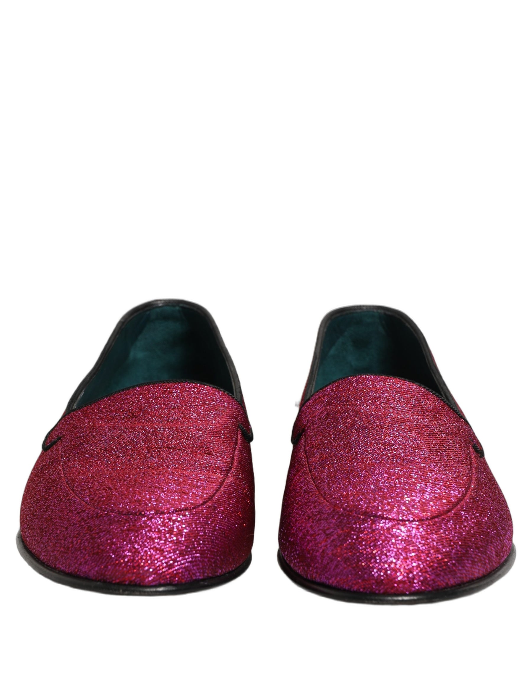 Dolce & Gabbana Pink Glitter Lurex Logo Dress Loafers Shoes | Regal Royce