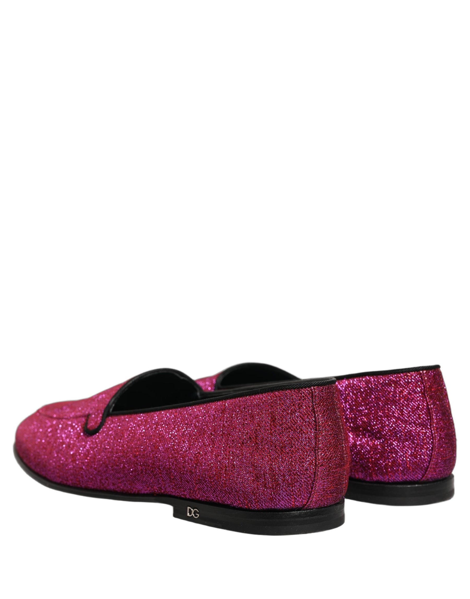 Dolce & Gabbana Pink Glitter Lurex Logo Dress Loafers Shoes | Regal Royce
