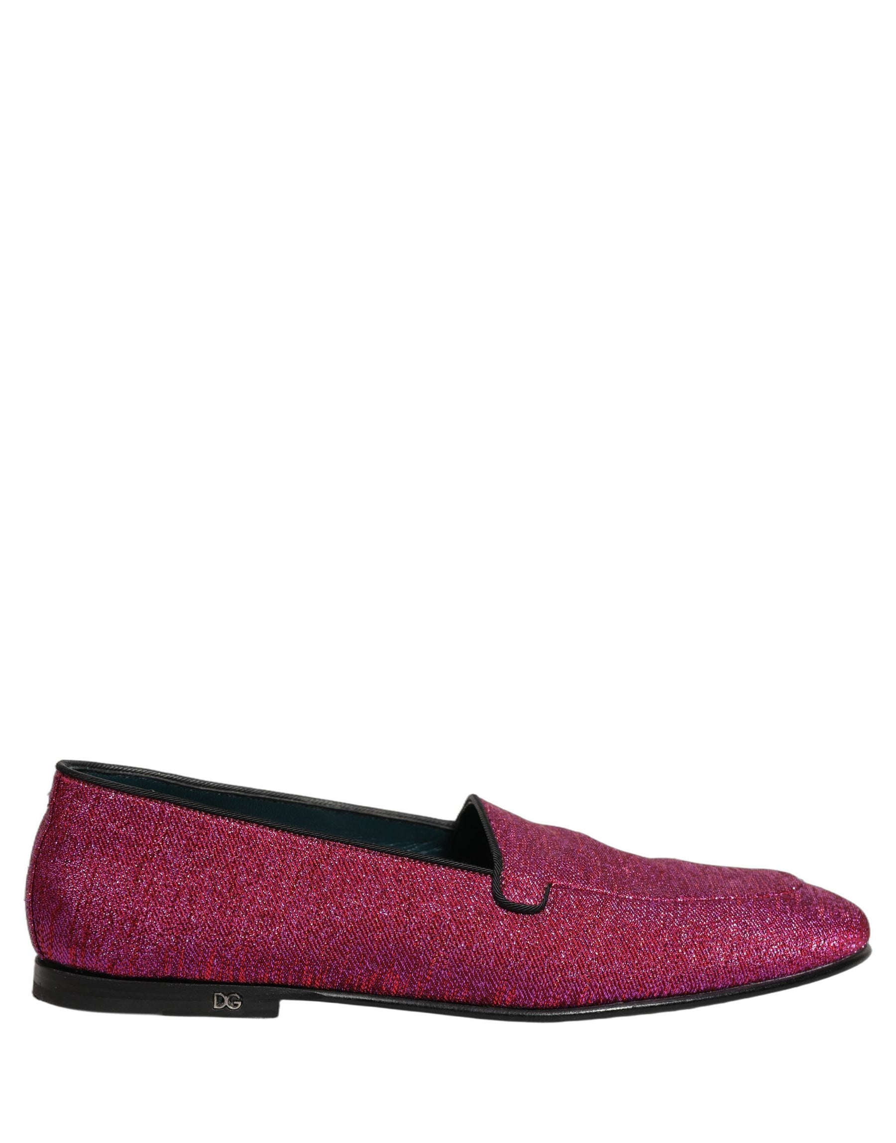 Dolce & Gabbana Pink Glitter Lurex Logo Dress Loafers Shoes | Regal Royce