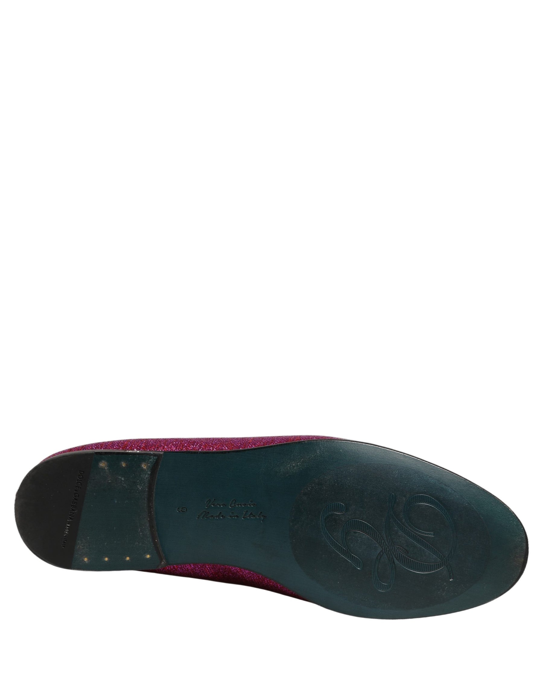 Dolce & Gabbana Pink Glitter Lurex Logo Dress Loafers Shoes | Regal Royce