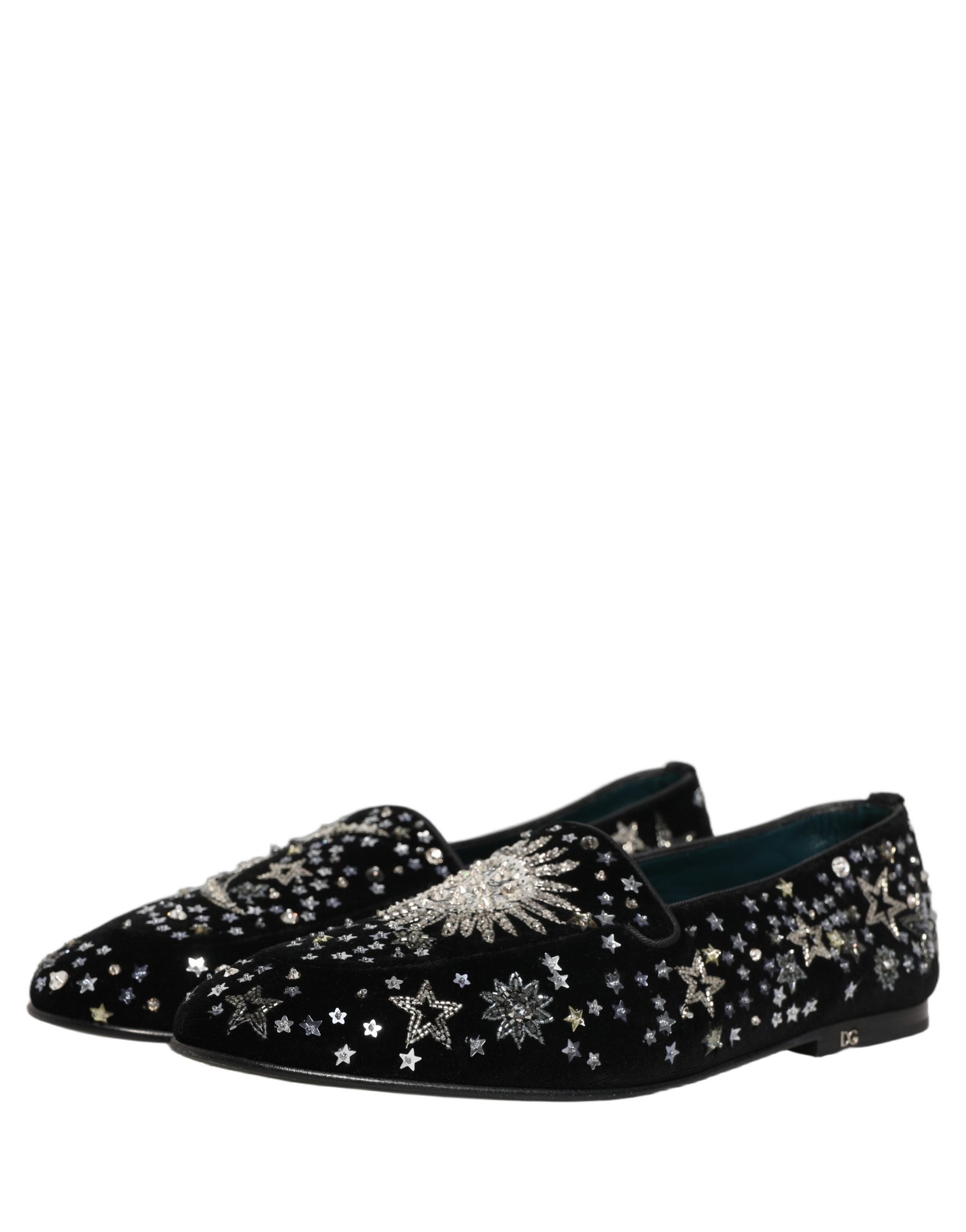 Dolce & Gabbana Black Crystal Embellished Dress Loafers Shoes | Regal Royce