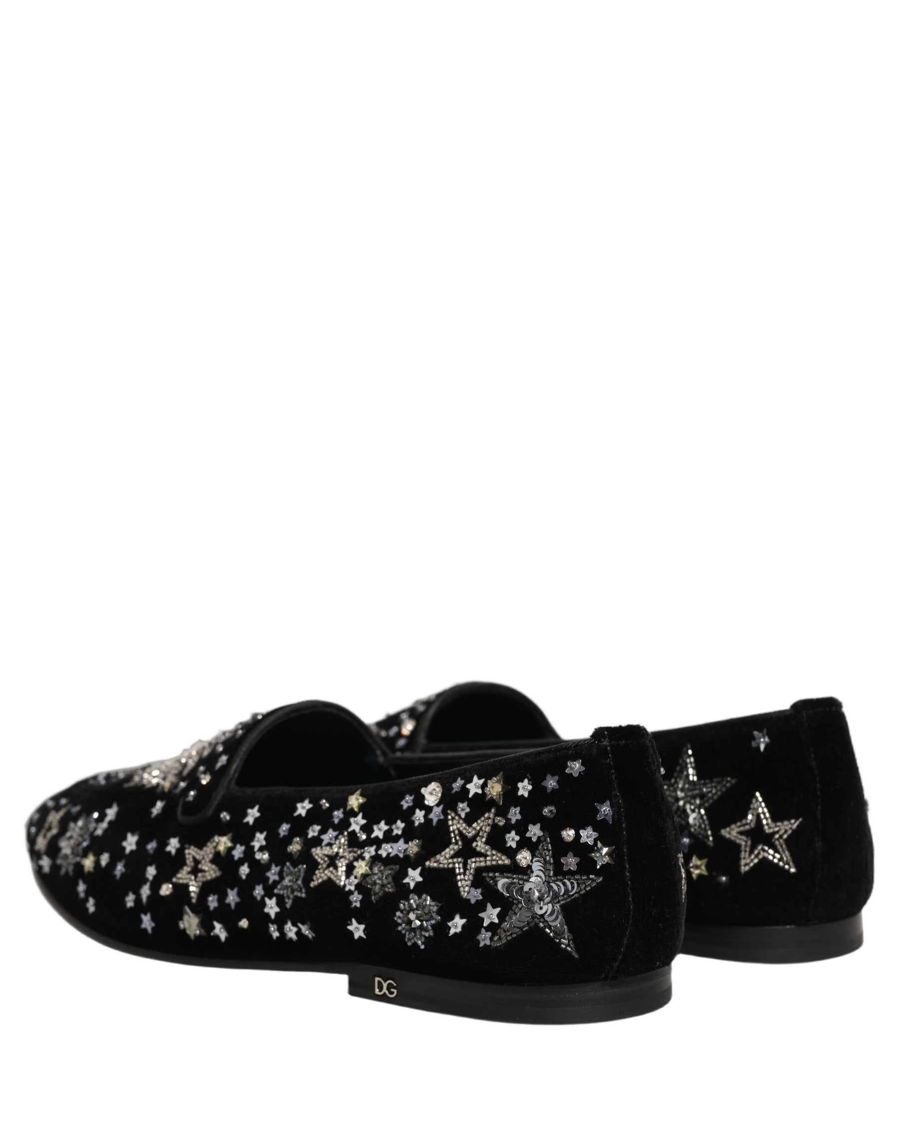 Dolce & Gabbana Black Crystal Embellished Dress Loafers Shoes | Regal Royce