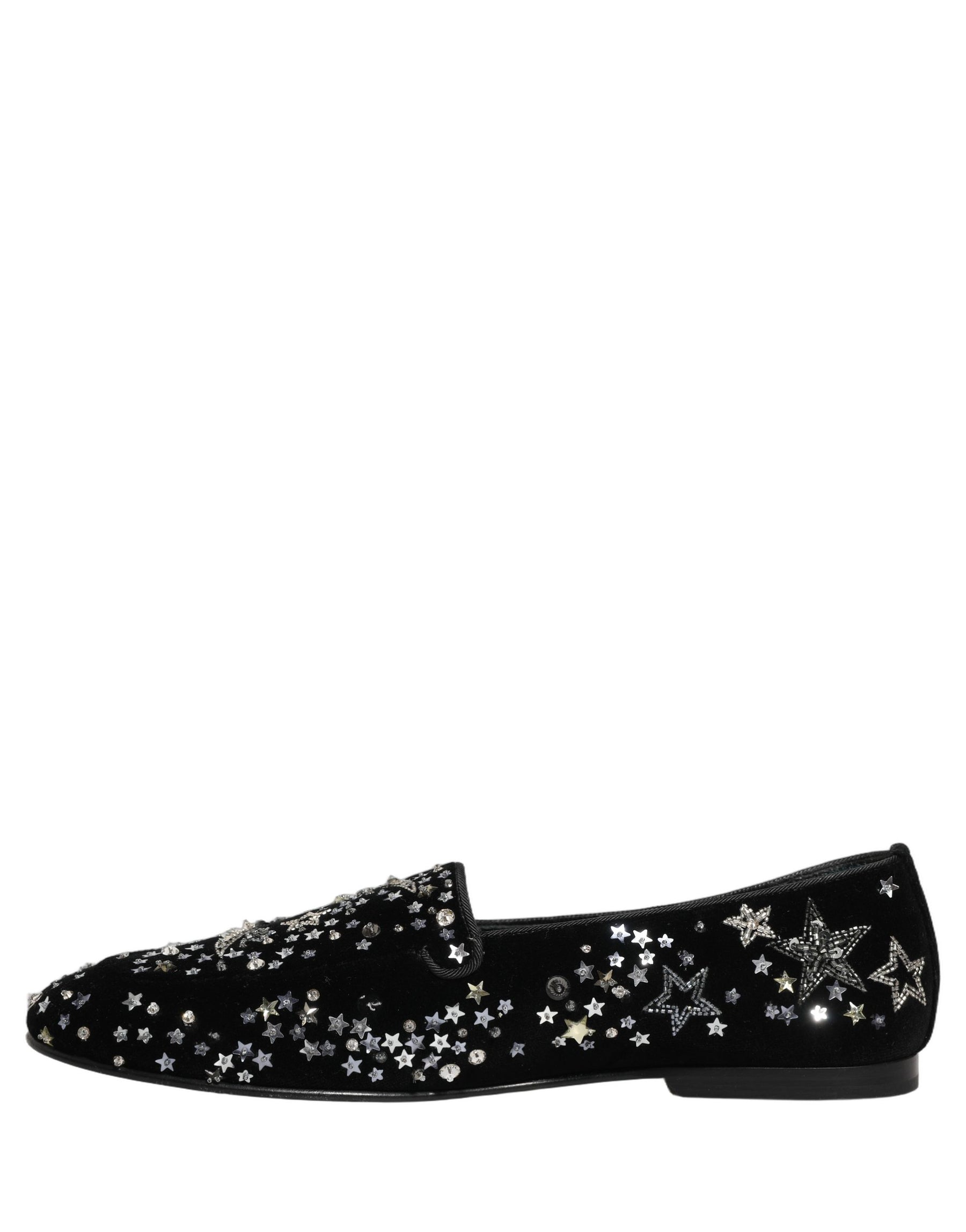 Dolce & Gabbana Black Crystal Embellished Dress Loafers Shoes | Regal Royce