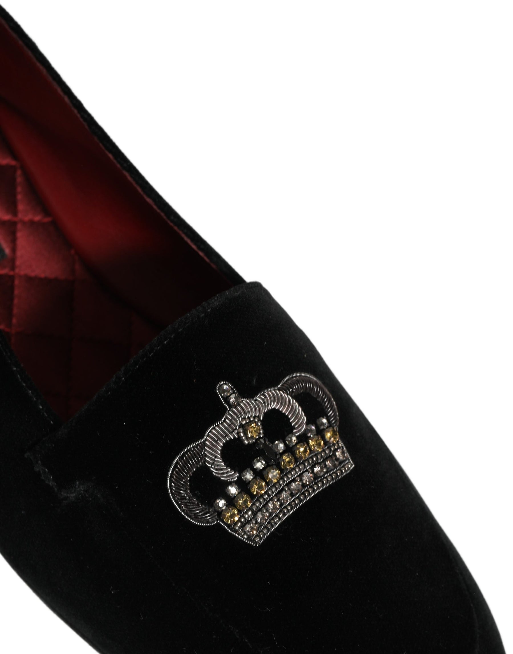 Dolce & Gabbana Black Crown Embellished Dress Loafers Shoes | Regal Royce