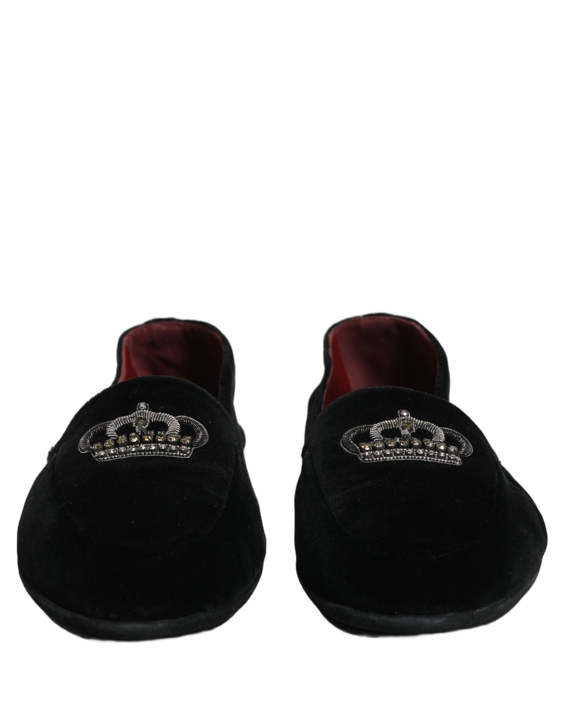 Dolce & Gabbana Black Crown Embellished Dress Loafers Shoes | Regal Royce