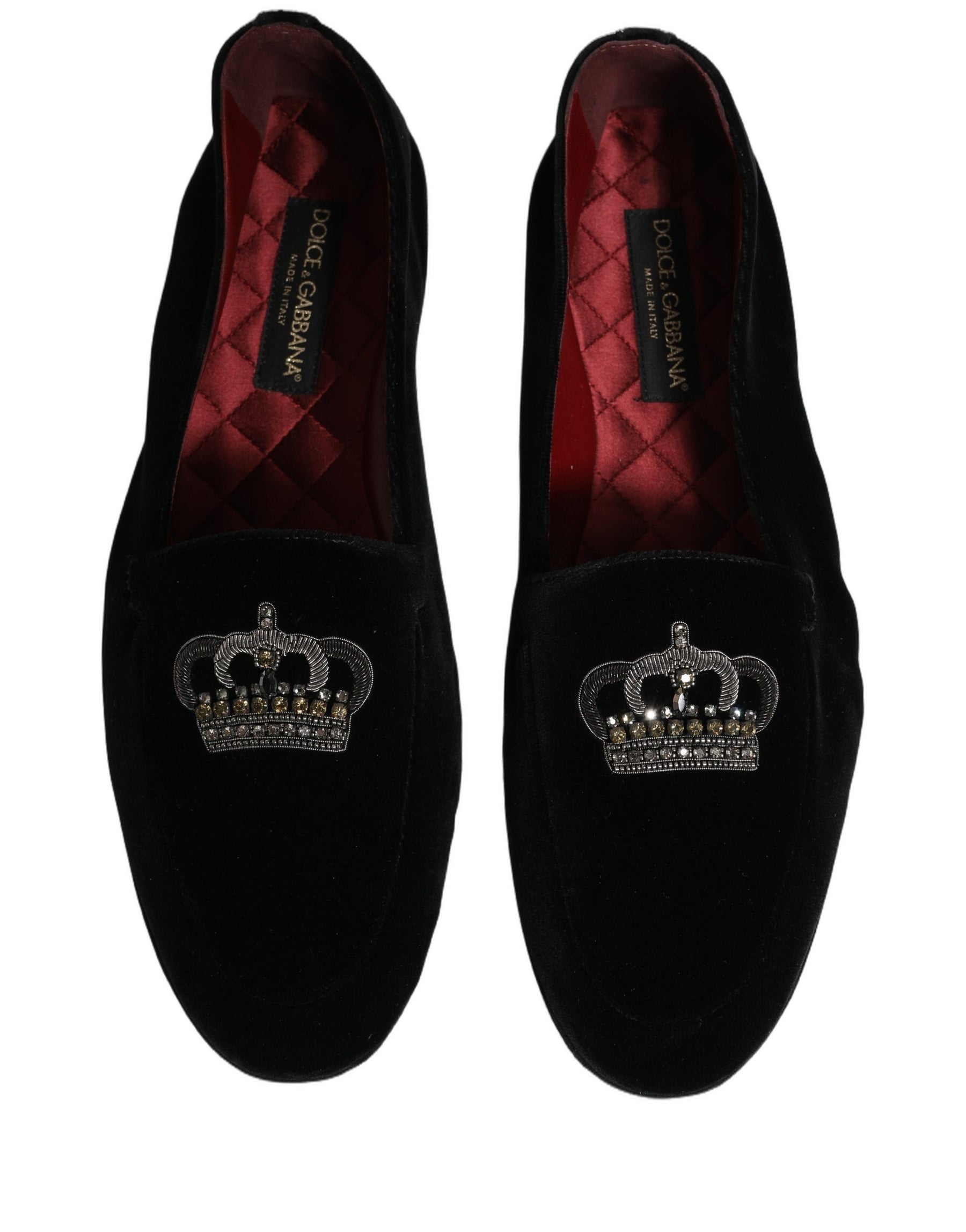 Dolce & Gabbana Black Crown Embellished Dress Loafers Shoes | Regal Royce