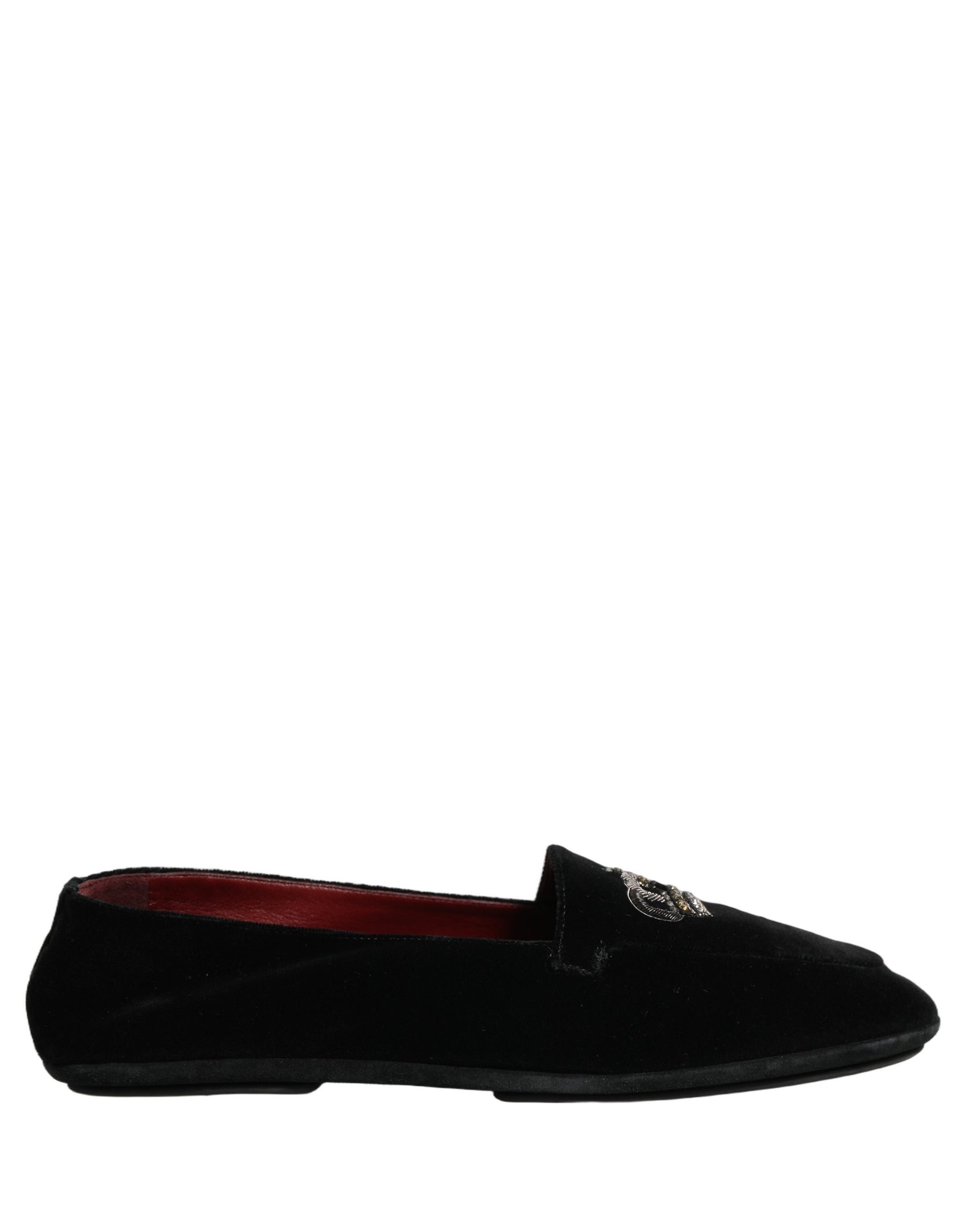 Dolce & Gabbana Black Crown Embellished Dress Loafers Shoes | Regal Royce