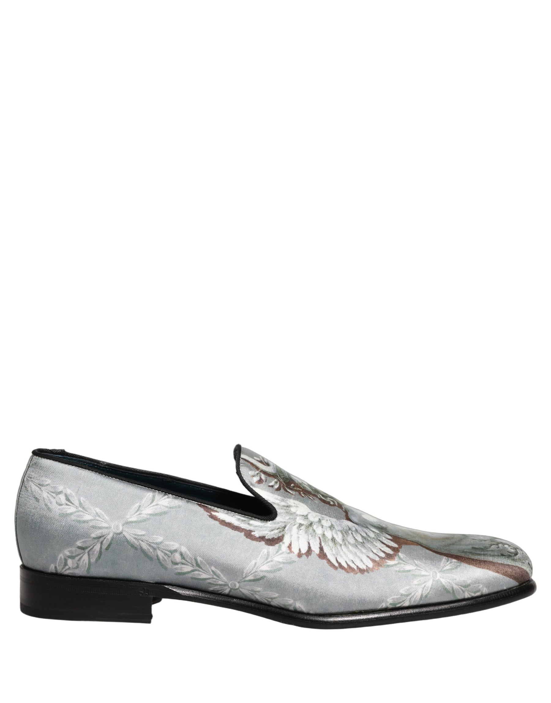 Dolce & Gabbana Gray Baroque Angel Velvet Men Loafers Shoes | Regal Royce