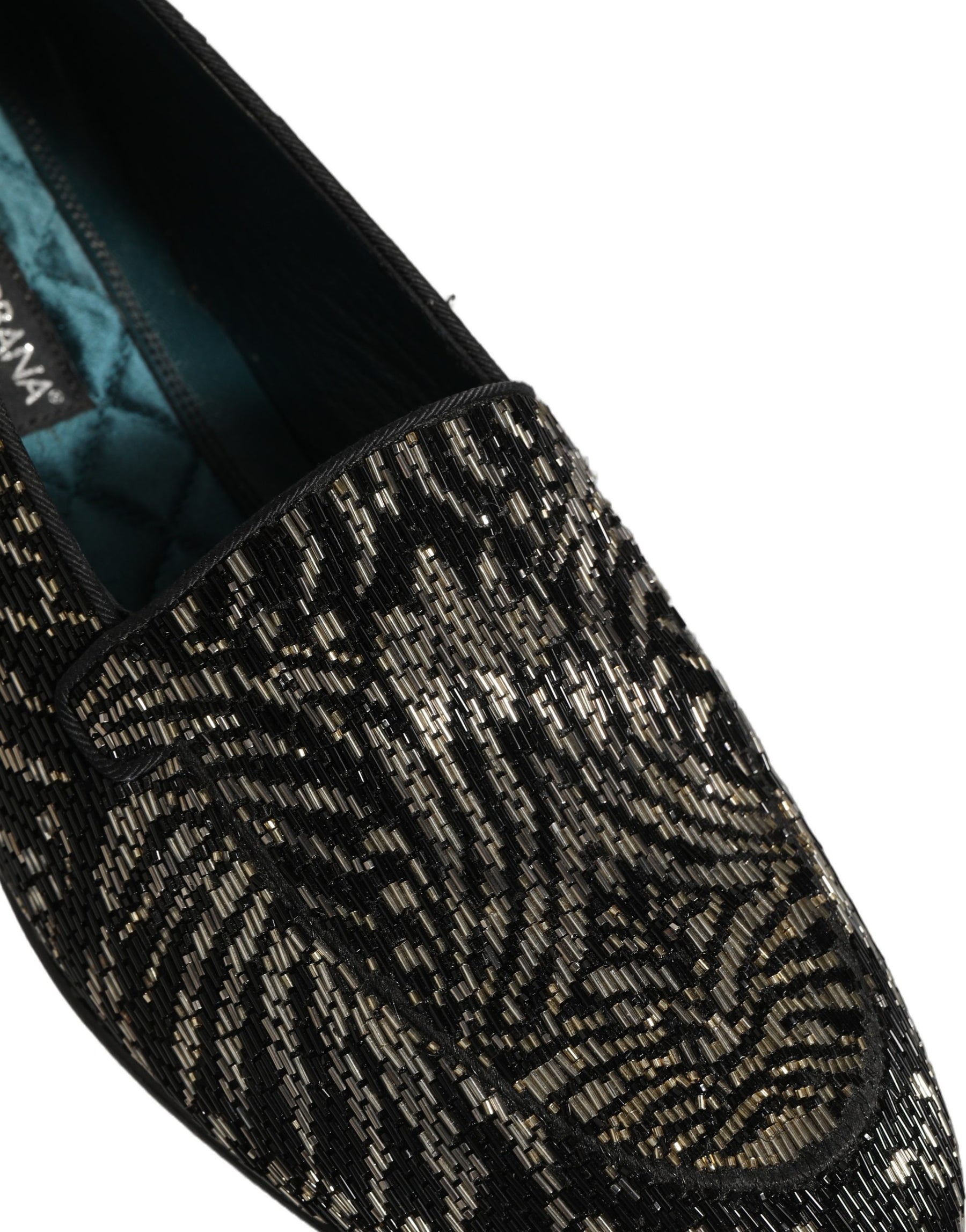 Dolce & Gabbana Black Silver Embellished Dress Loafers Shoes | Regal Royce