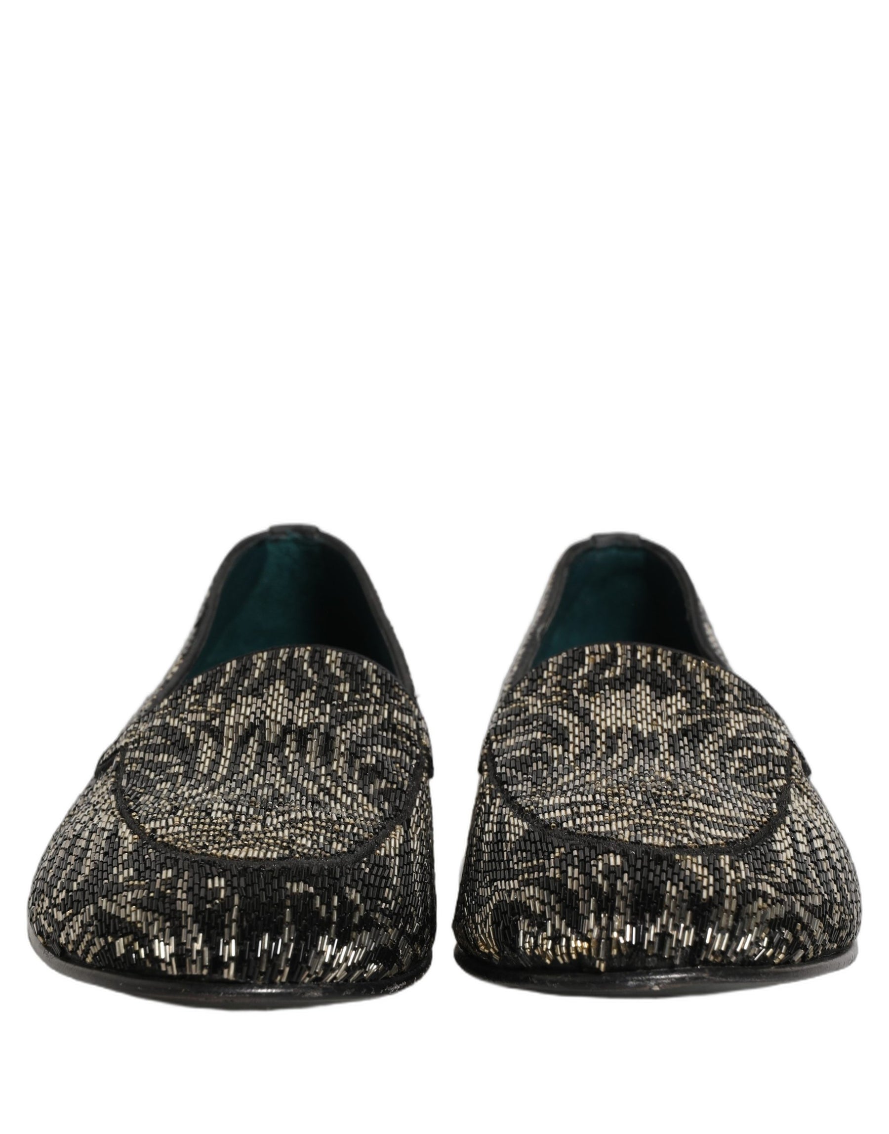 Dolce & Gabbana Black Silver Embellished Dress Loafers Shoes | Regal Royce