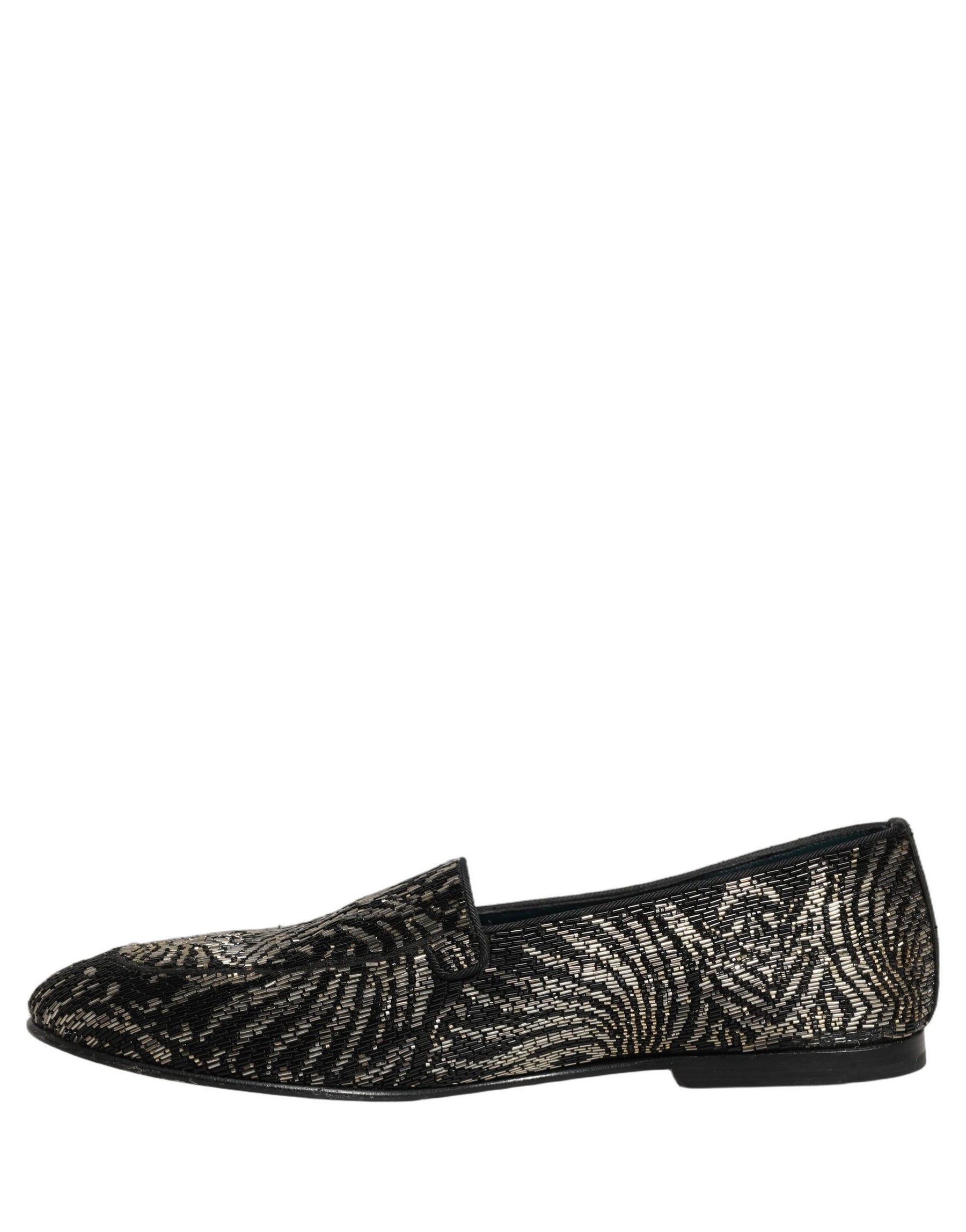 Dolce & Gabbana Black Silver Embellished Dress Loafers Shoes | Regal Royce