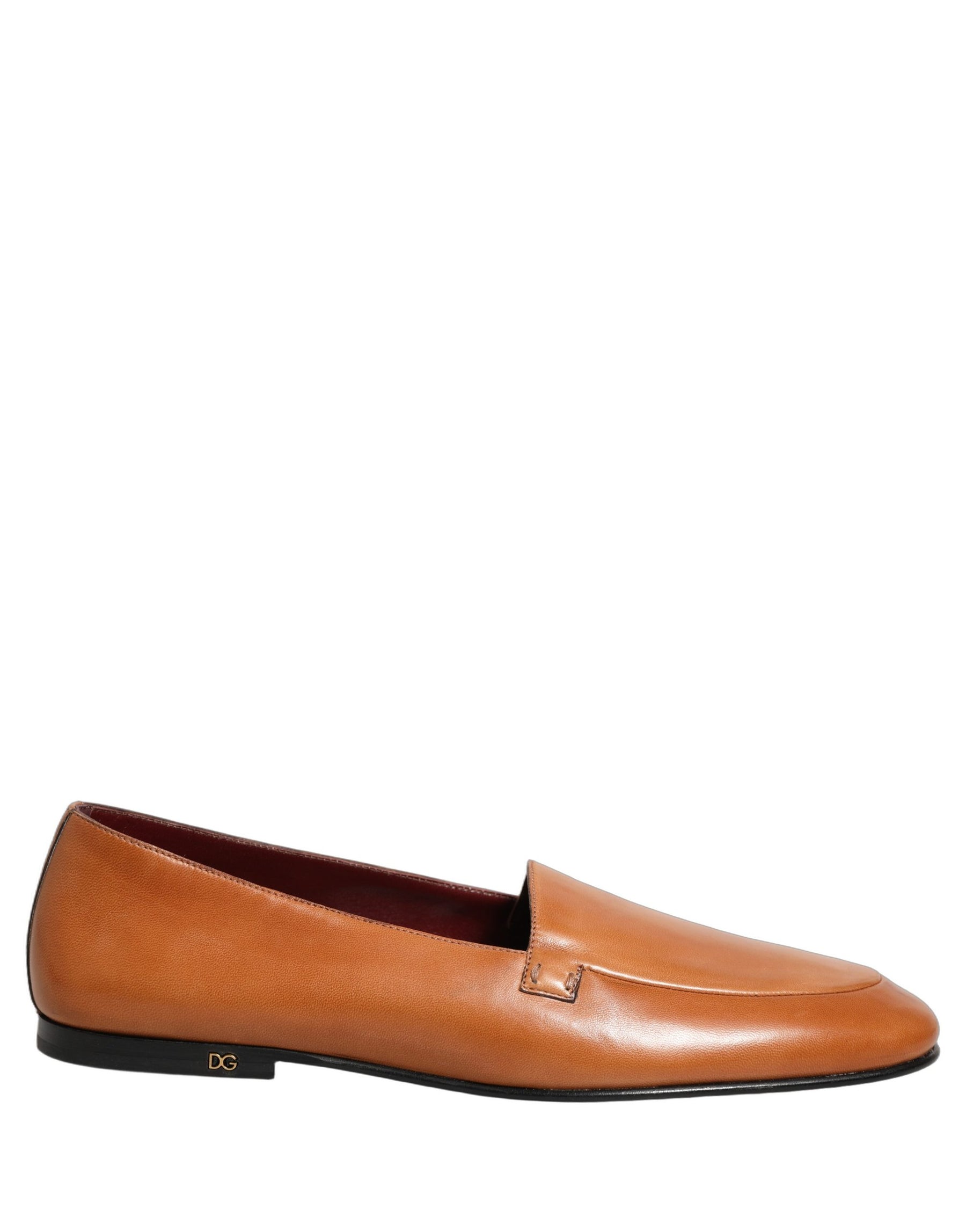 Dolce & Gabbana Brown Leather Logo Slip On Men Loafers Shoes | Regal Royce
