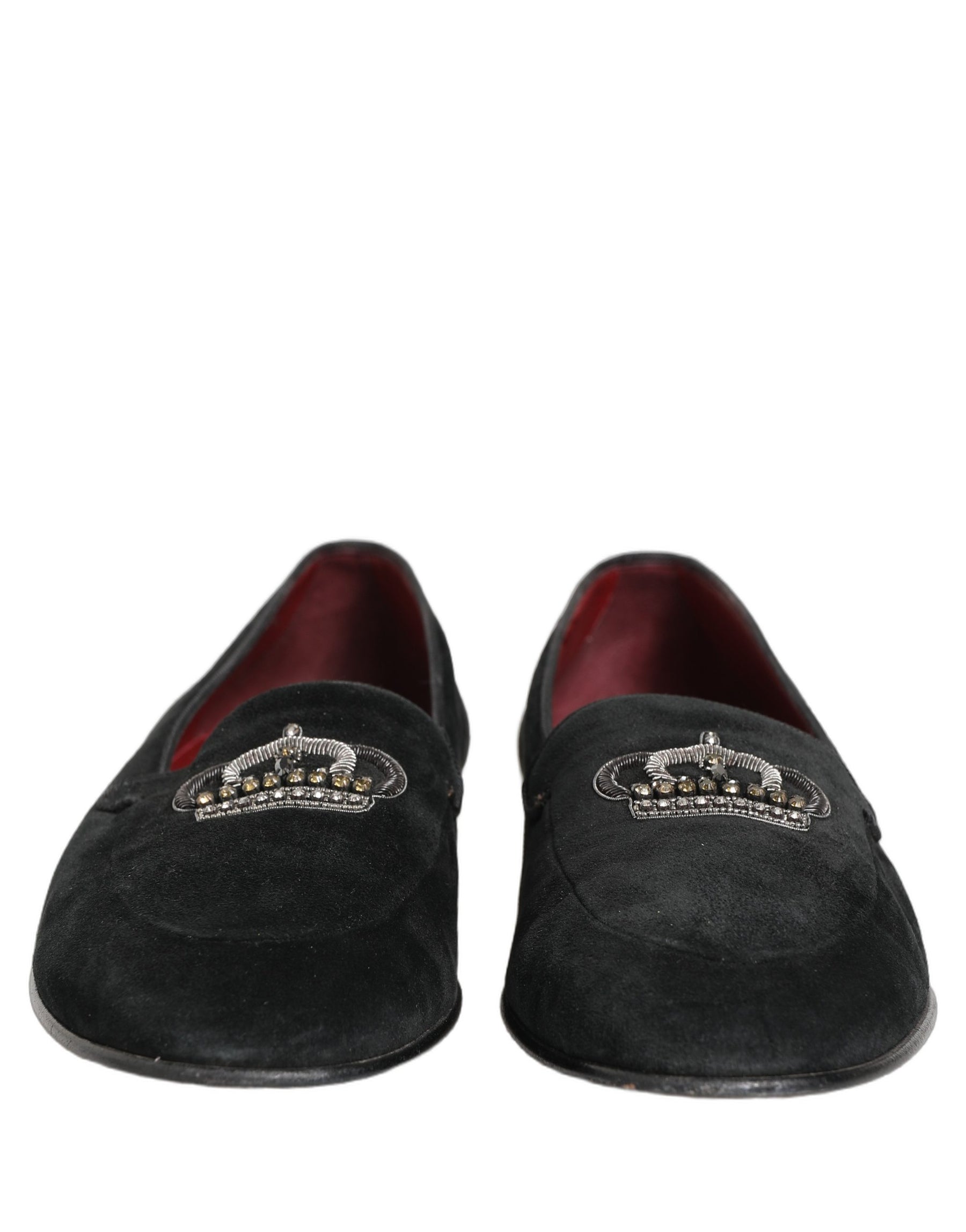 Dolce & Gabbana Black Crown Embellished Dress Loafers Shoes | Regal Royce