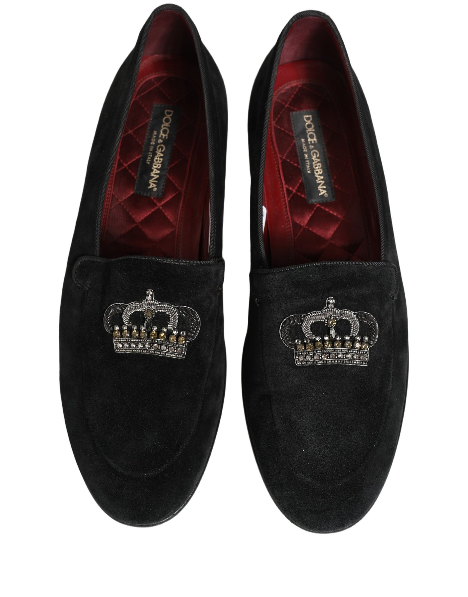 Dolce & Gabbana Black Crown Embellished Dress Loafers Shoes | Regal Royce