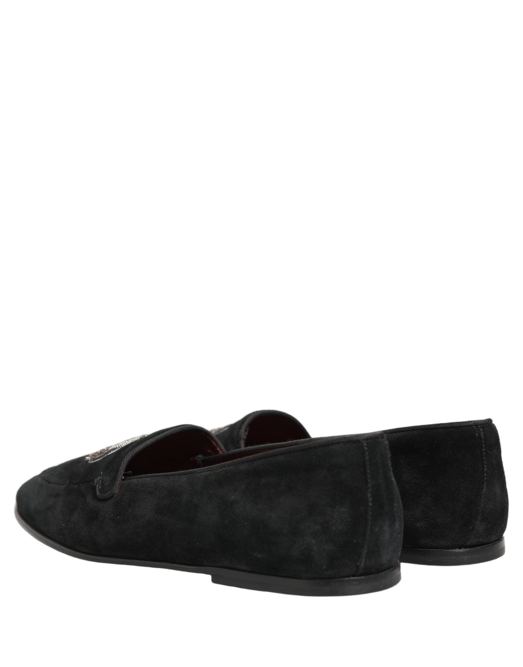 Dolce & Gabbana Black Crown Embellished Dress Loafers Shoes | Regal Royce