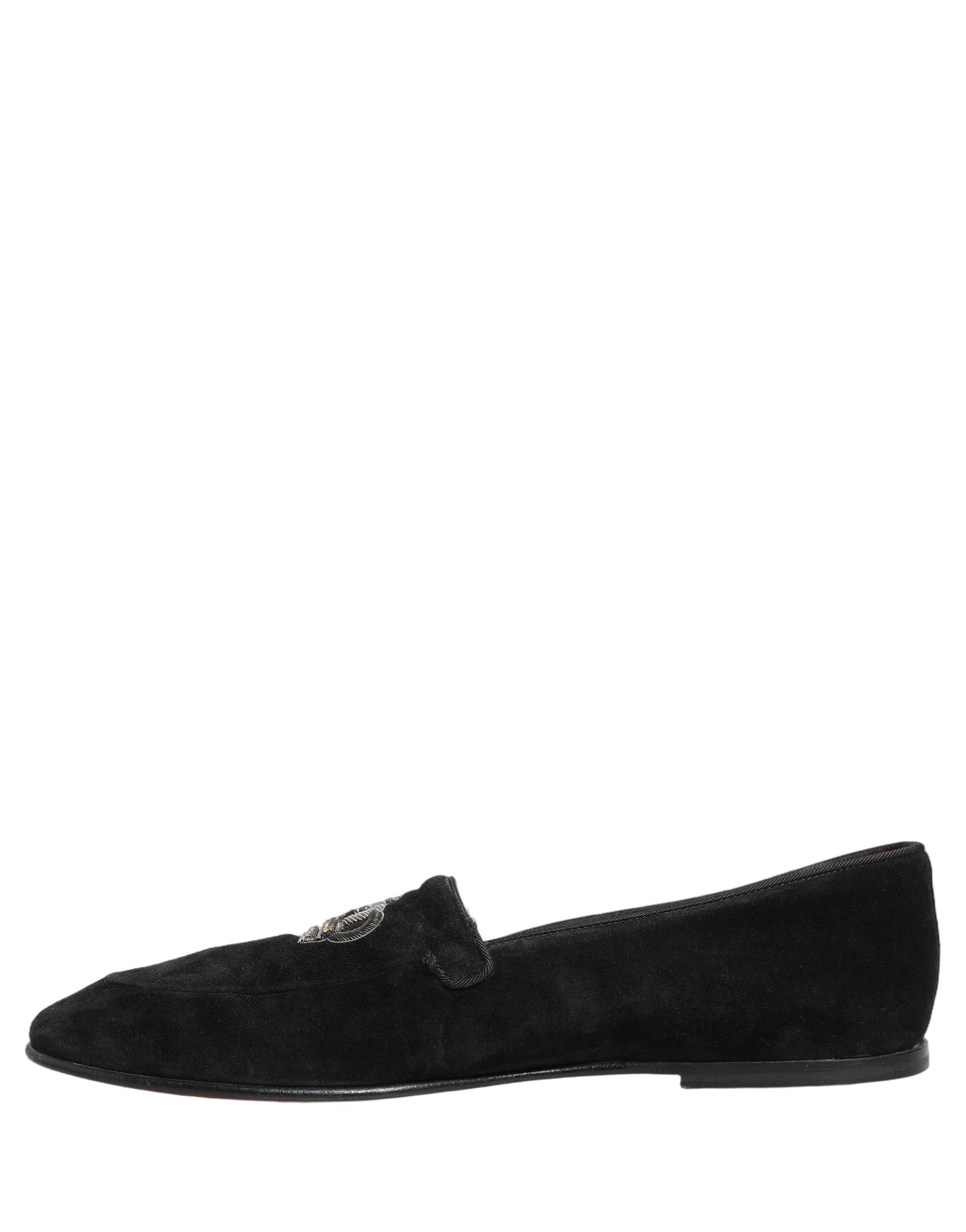 Dolce & Gabbana Black Crown Embellished Dress Loafers Shoes | Regal Royce