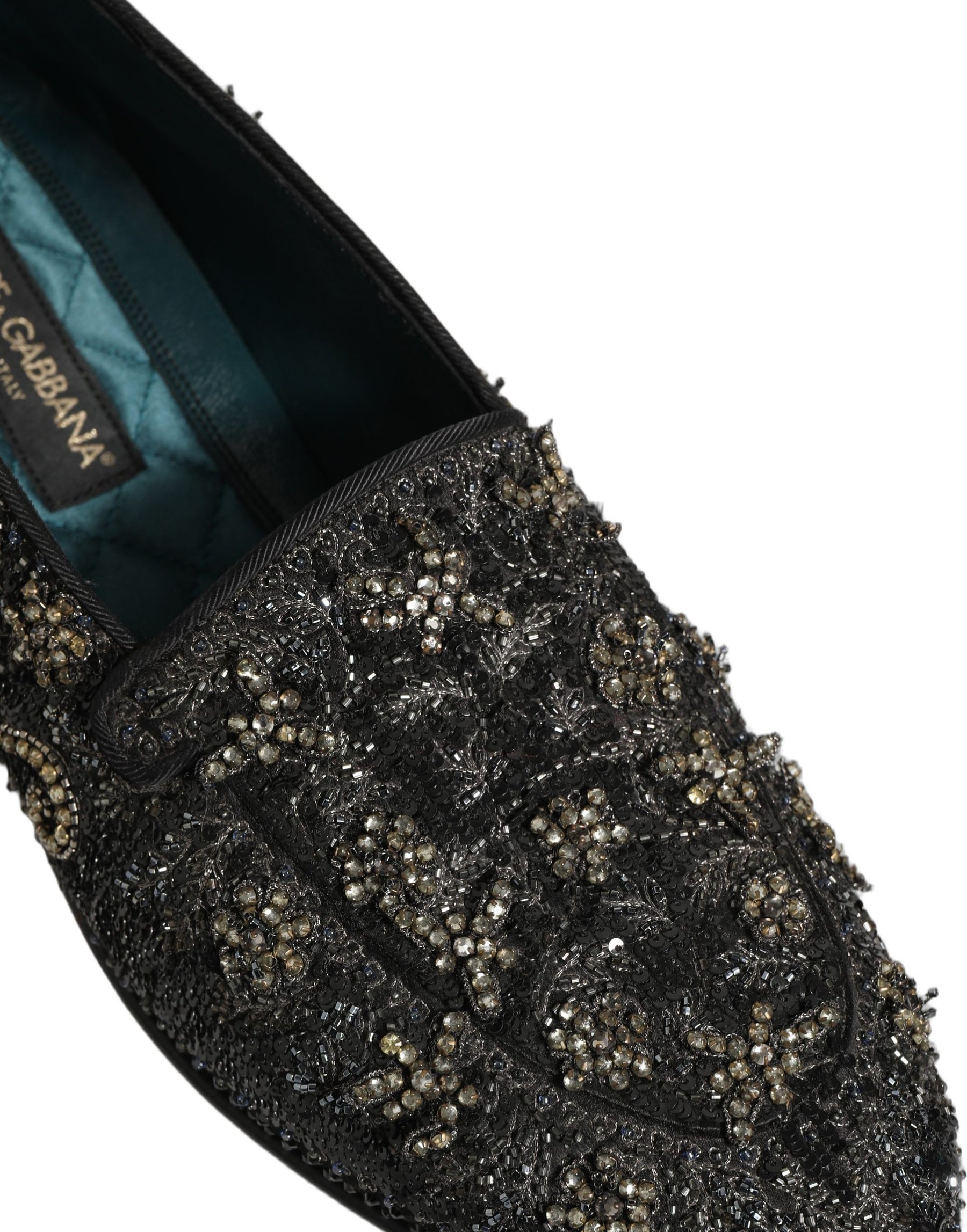 Dolce & Gabbana Black Rhinestone Embellished Loafers Shoes | Regal Royce